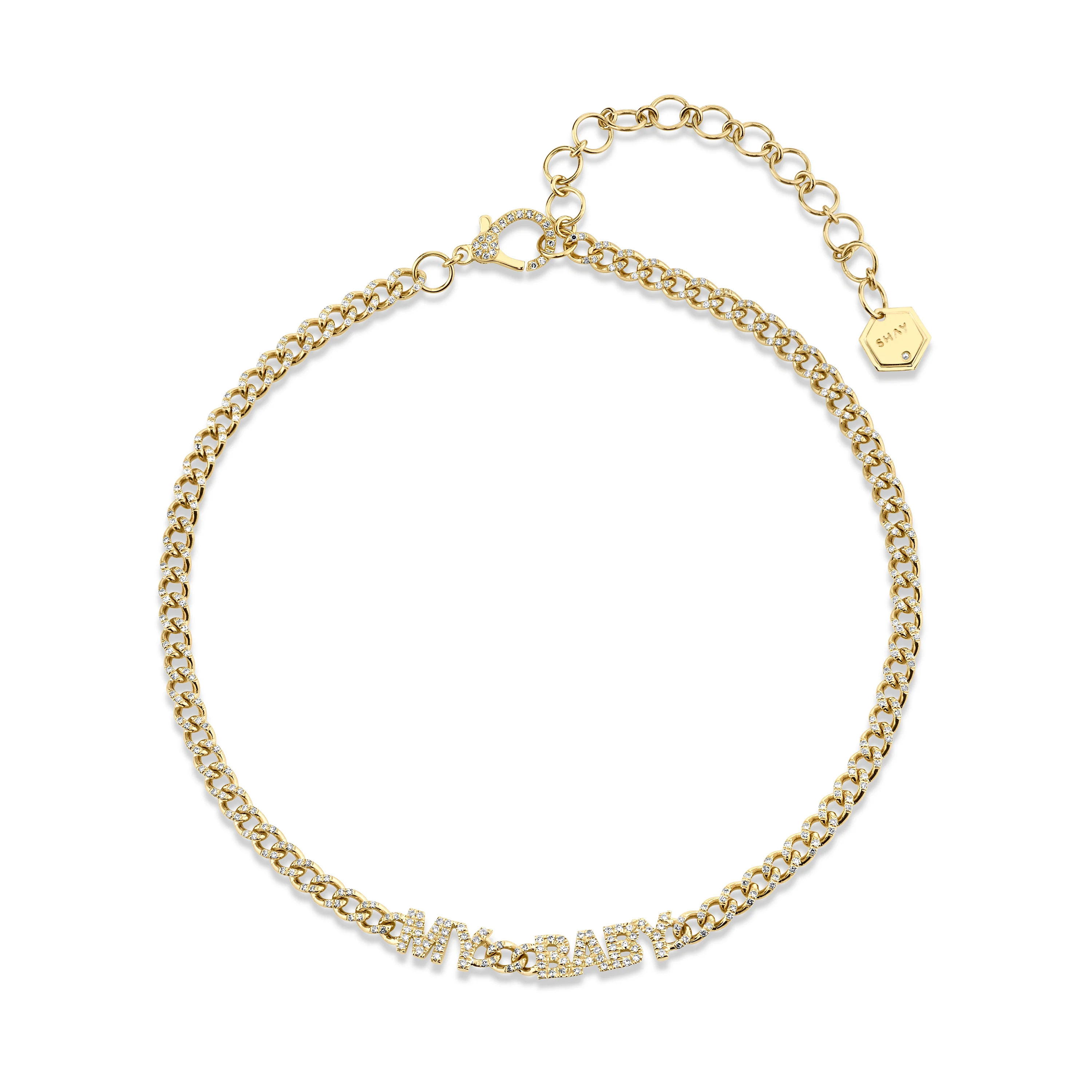 MINI ME DIAMOND PAVE "MY BABY" BABY LINK NECKLACE - Image 3