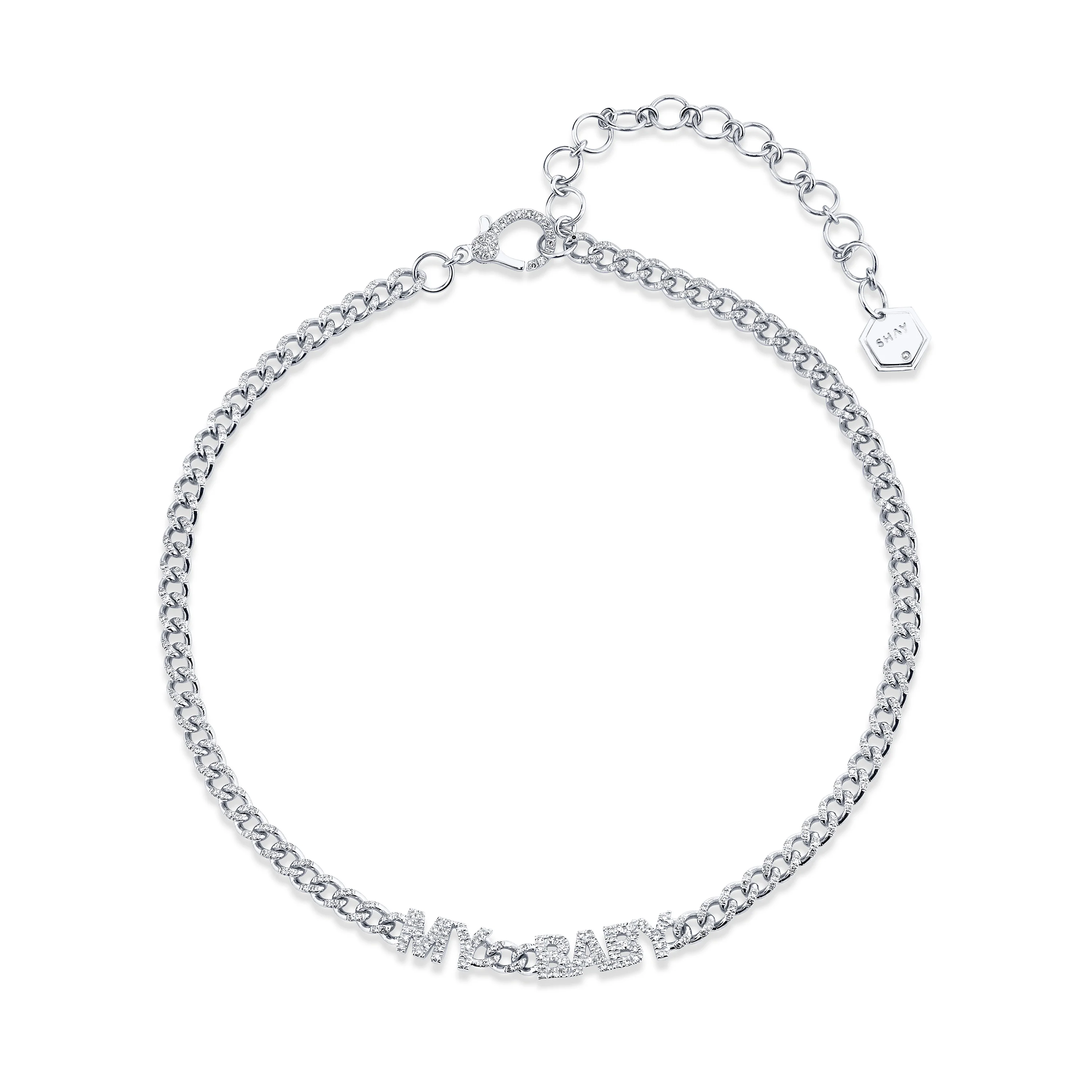 MINI ME DIAMOND PAVE "MY BABY" BABY LINK NECKLACE - Image 4
