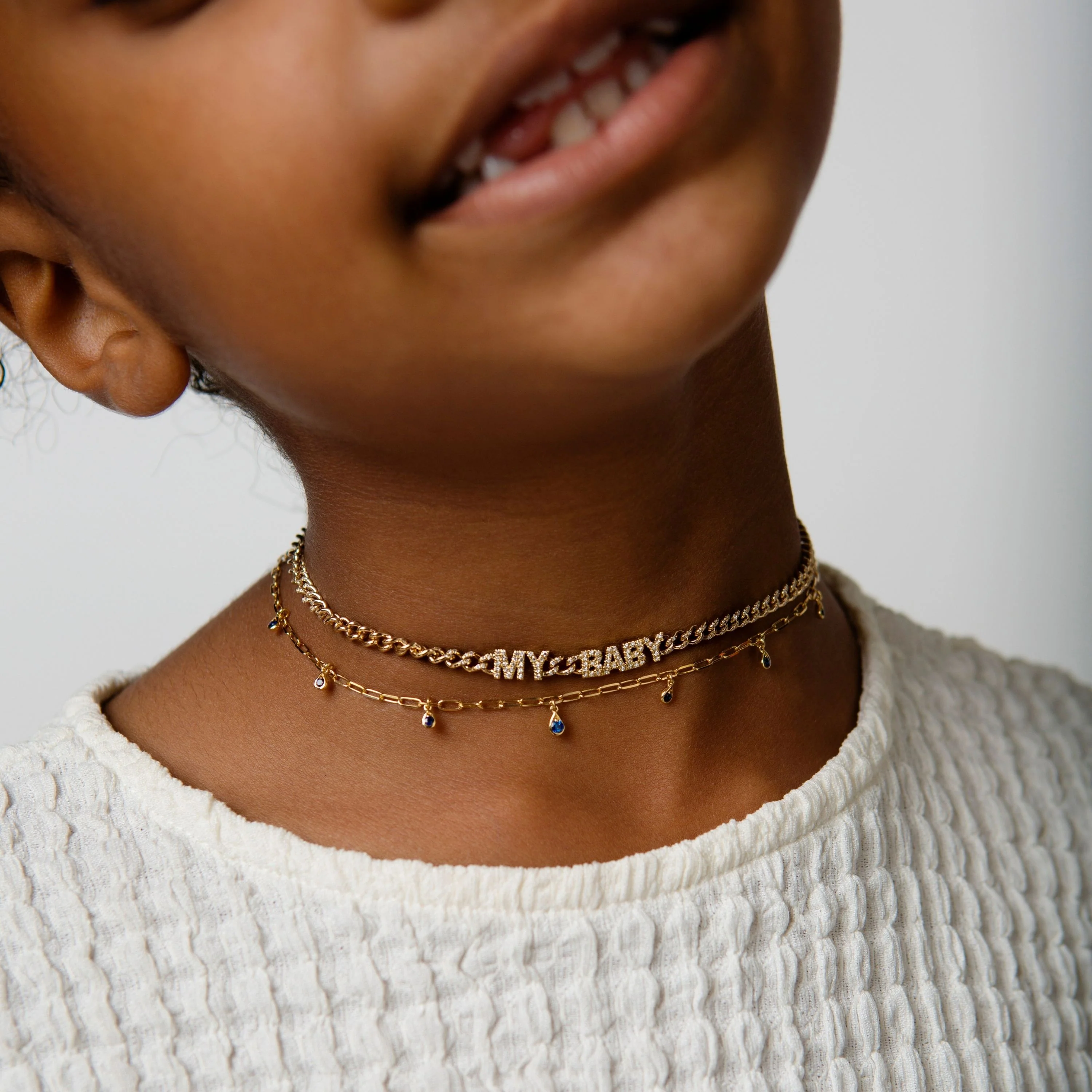 MINI ME DIAMOND PAVE "MY BABY" BABY LINK NECKLACE - Image 6