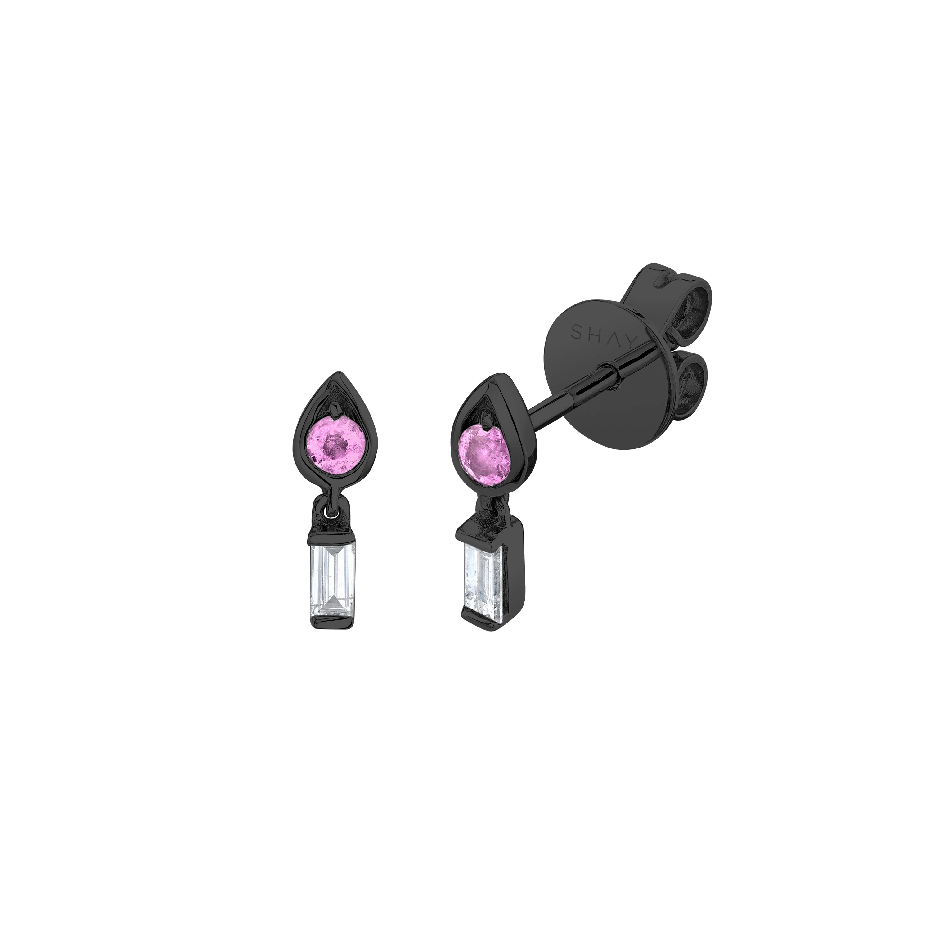 MINI ME DIAMOND & PINK SAPPHIRE LIT STUDS - Image 4