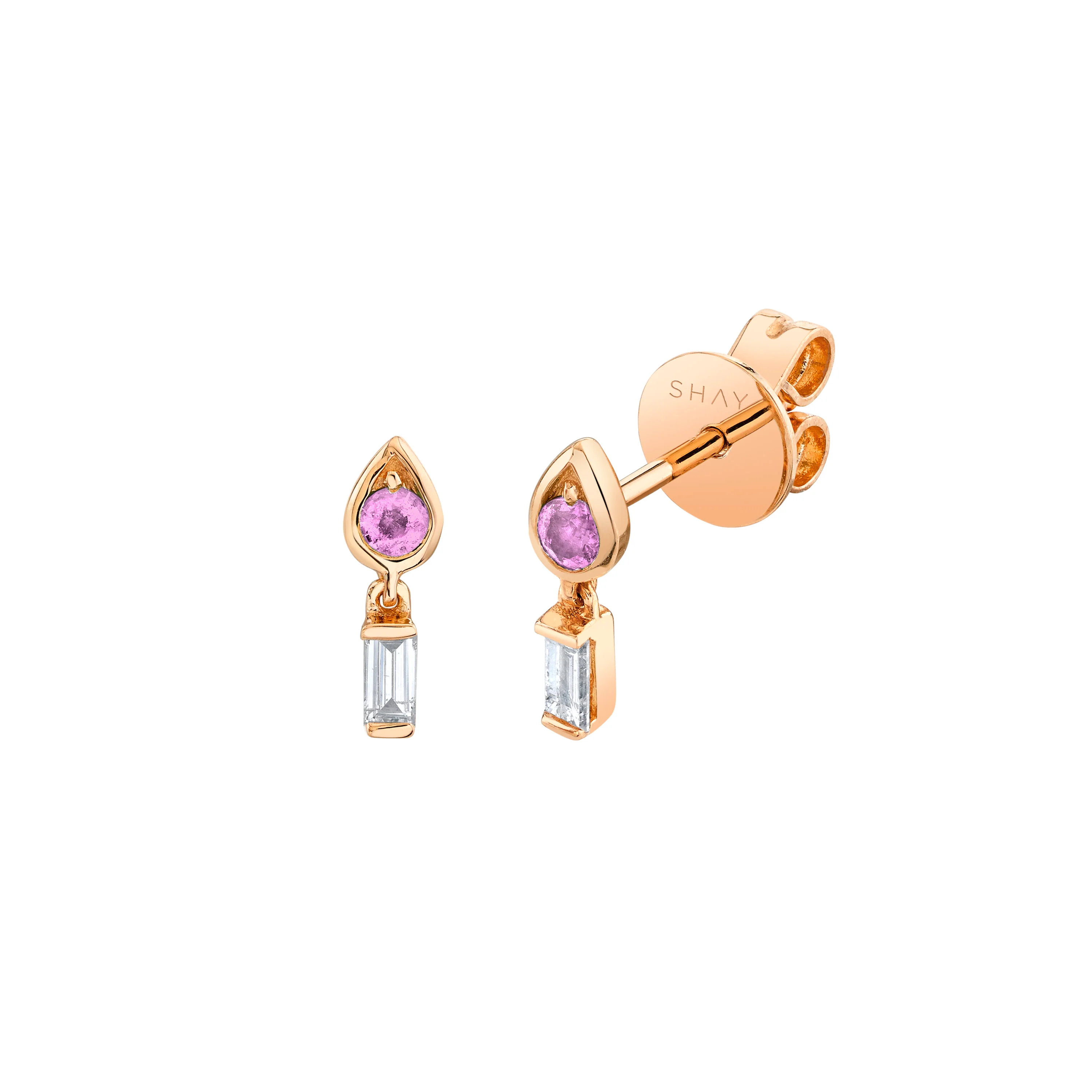 MINI ME DIAMOND & PINK SAPPHIRE LIT STUDS - Image 5
