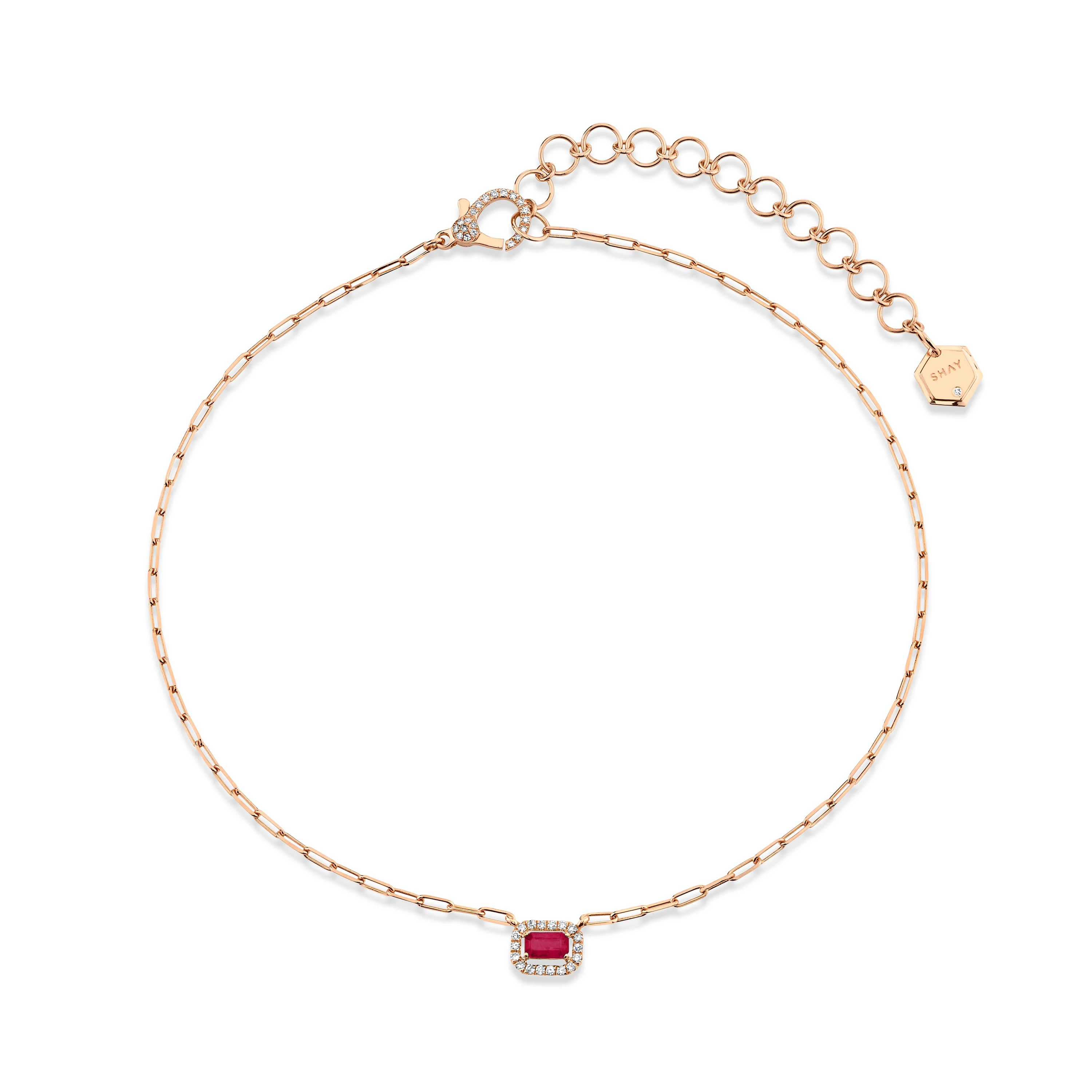 MINI ME DIAMOND & RUBY HALO DROP NECKLACE - Image 4