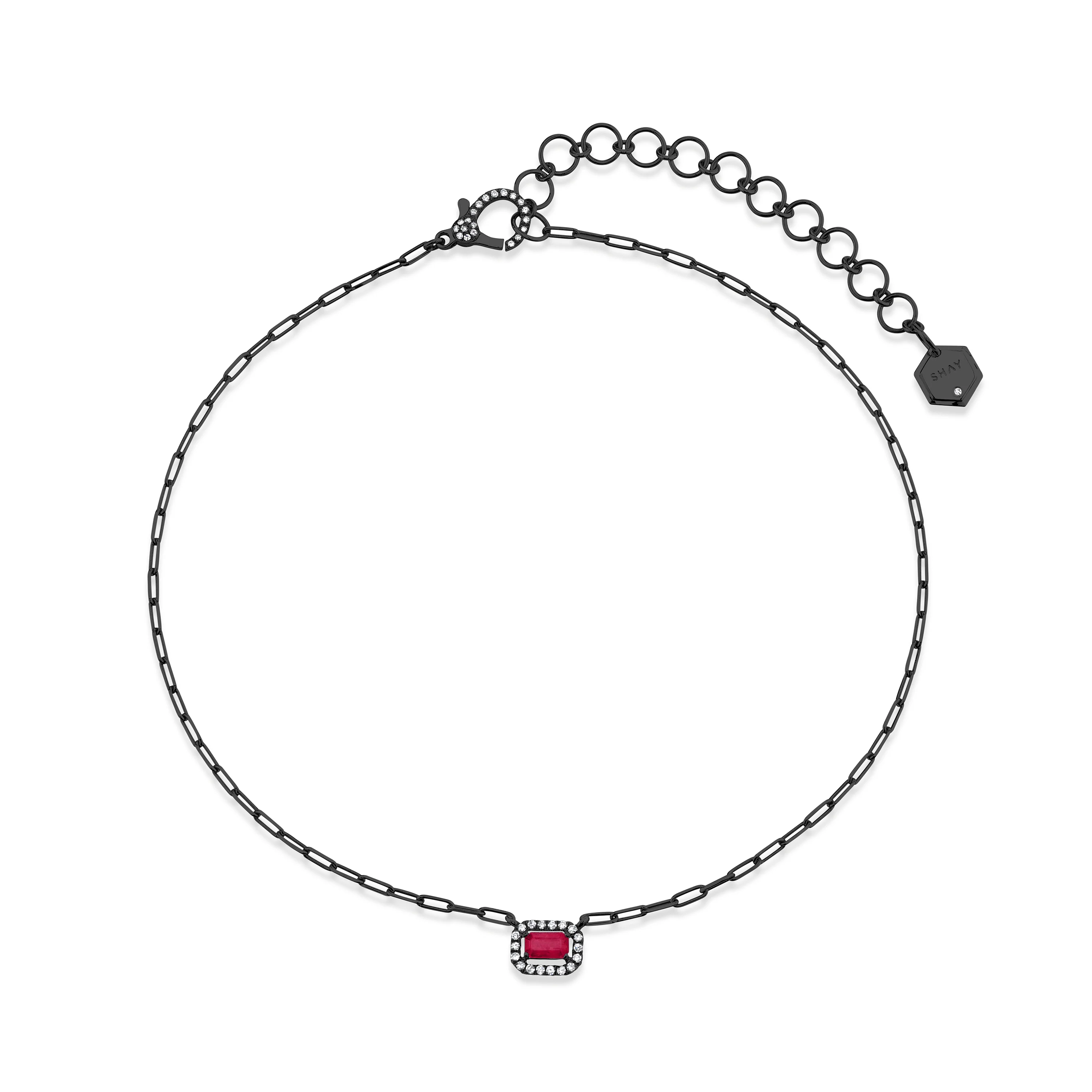 MINI ME DIAMOND & RUBY HALO DROP NECKLACE - Image 5