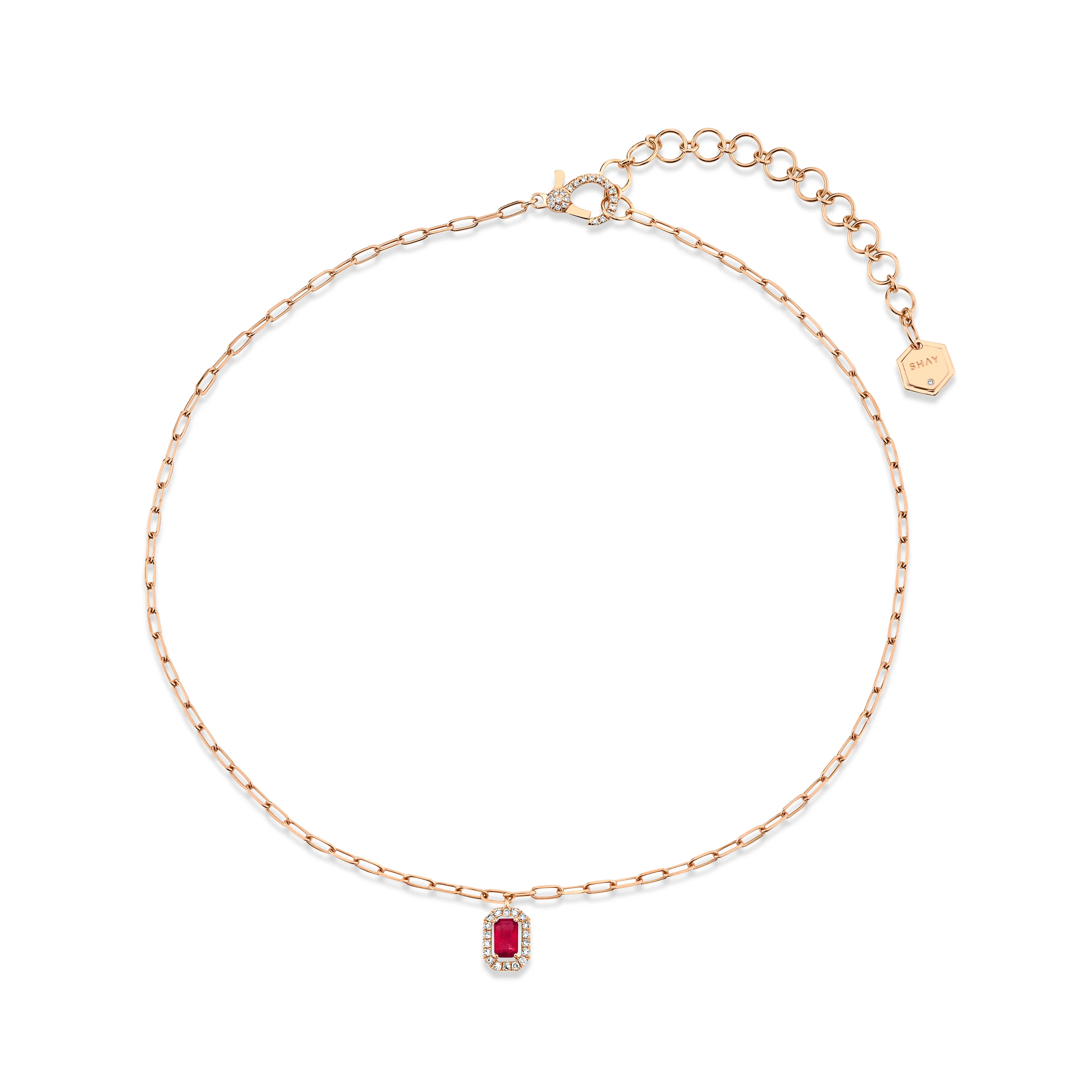 MINI ME DIAMOND & RUBY HALO DROP PENDANT