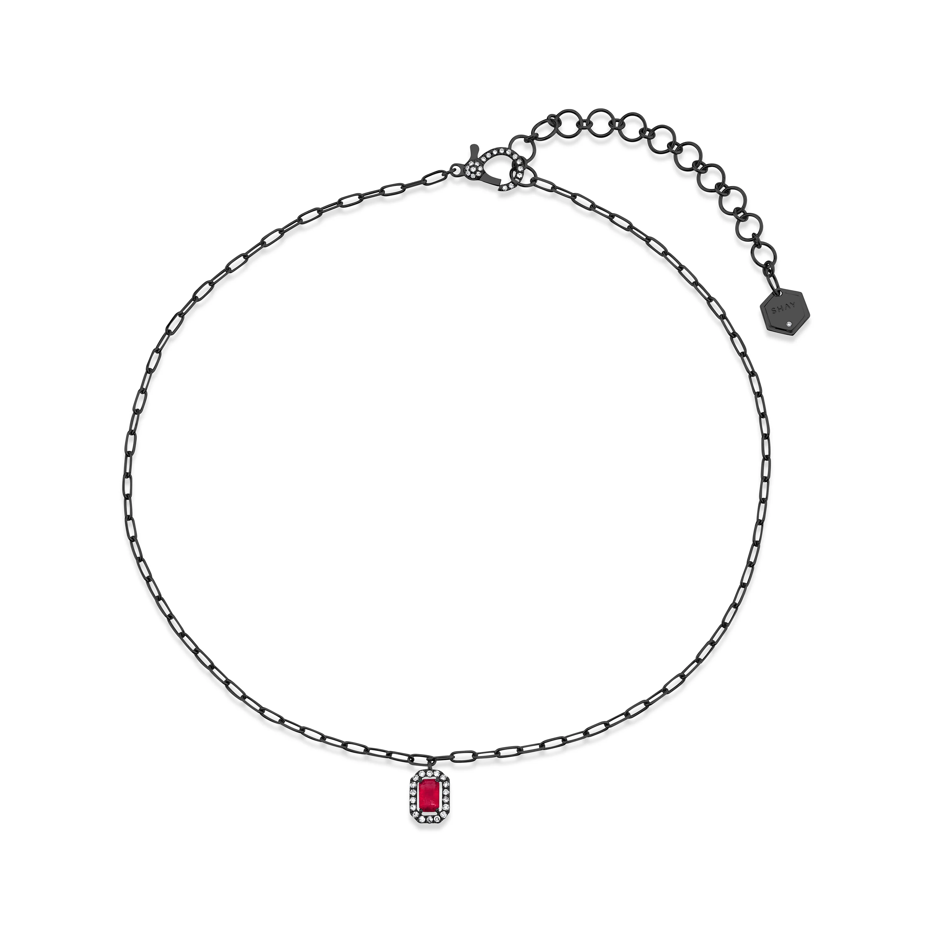 MINI ME DIAMOND & RUBY HALO DROP PENDANT - Image 4