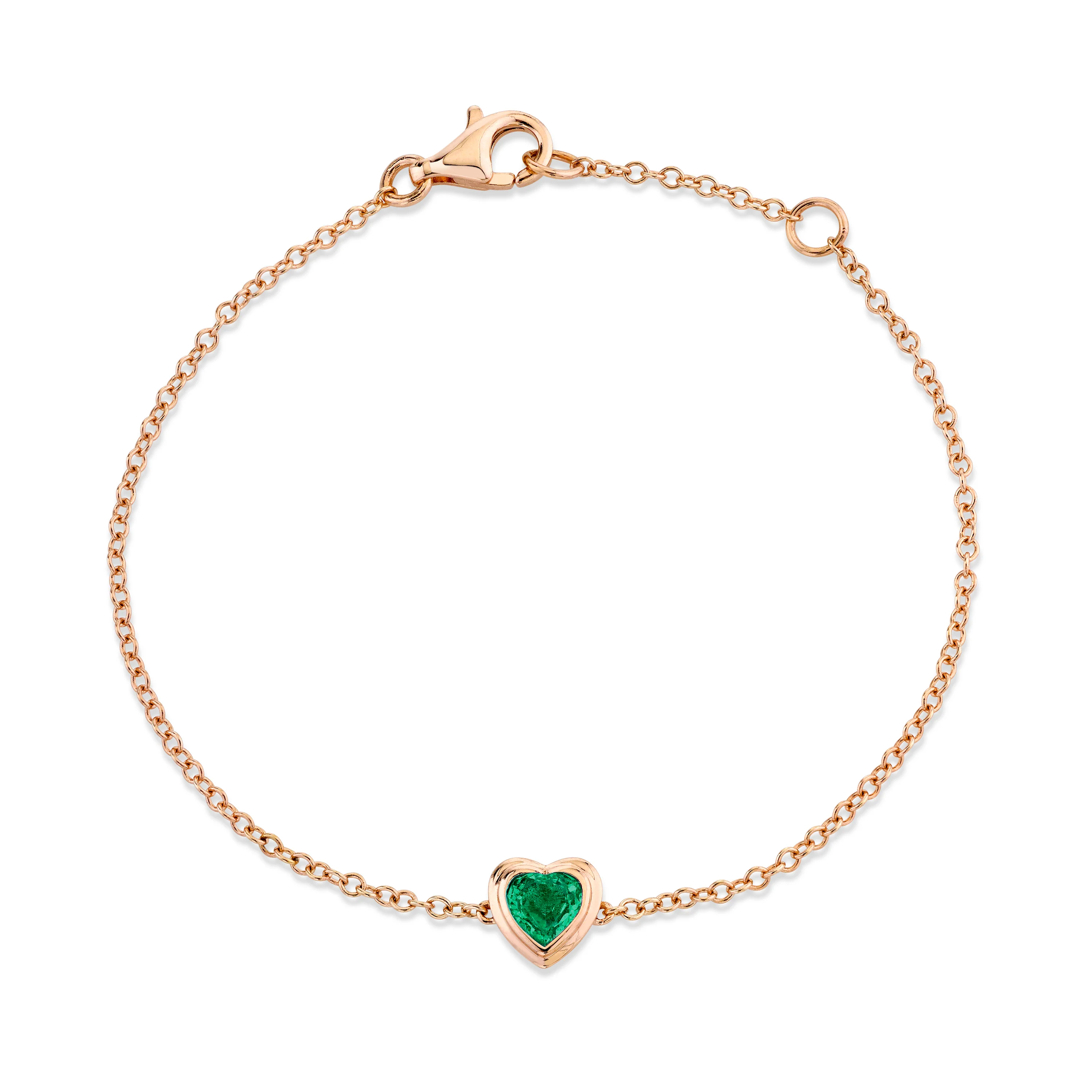 MINI ME EMERALD BEZEL HEART BRACELET - Image 3