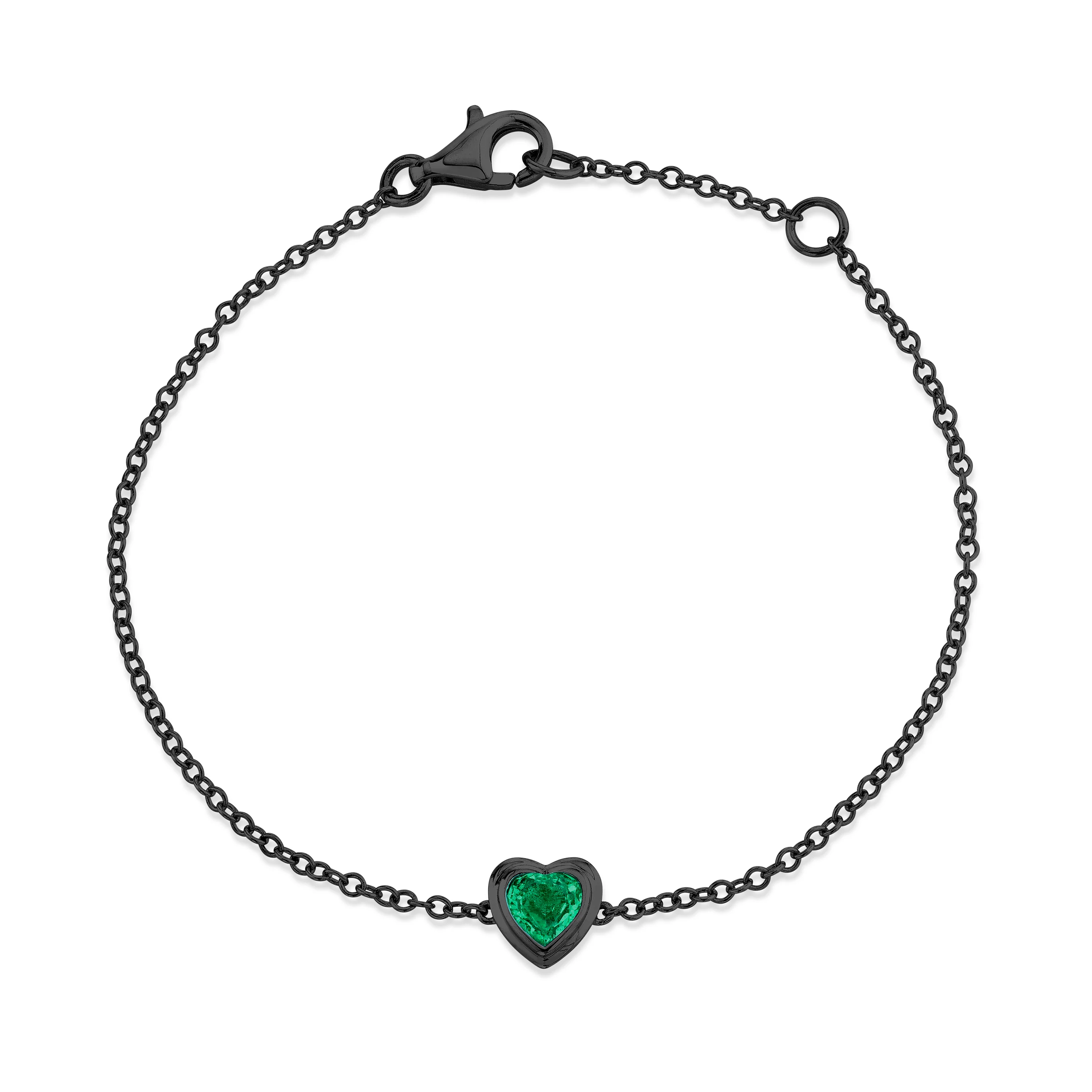 MINI ME EMERALD BEZEL HEART BRACELET - Image 5