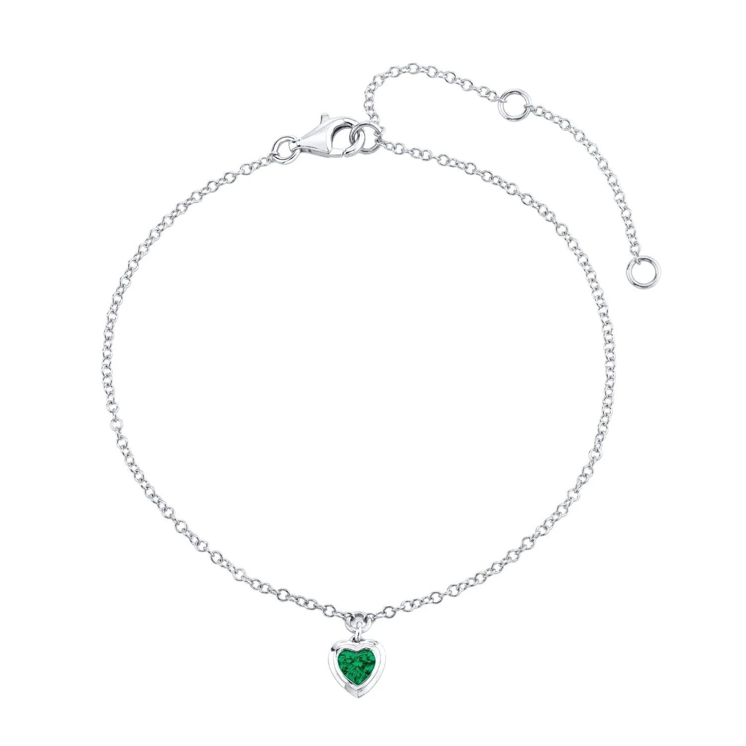 MINI ME EMERALD BEZEL HEART DROP ANKLET - Image 4