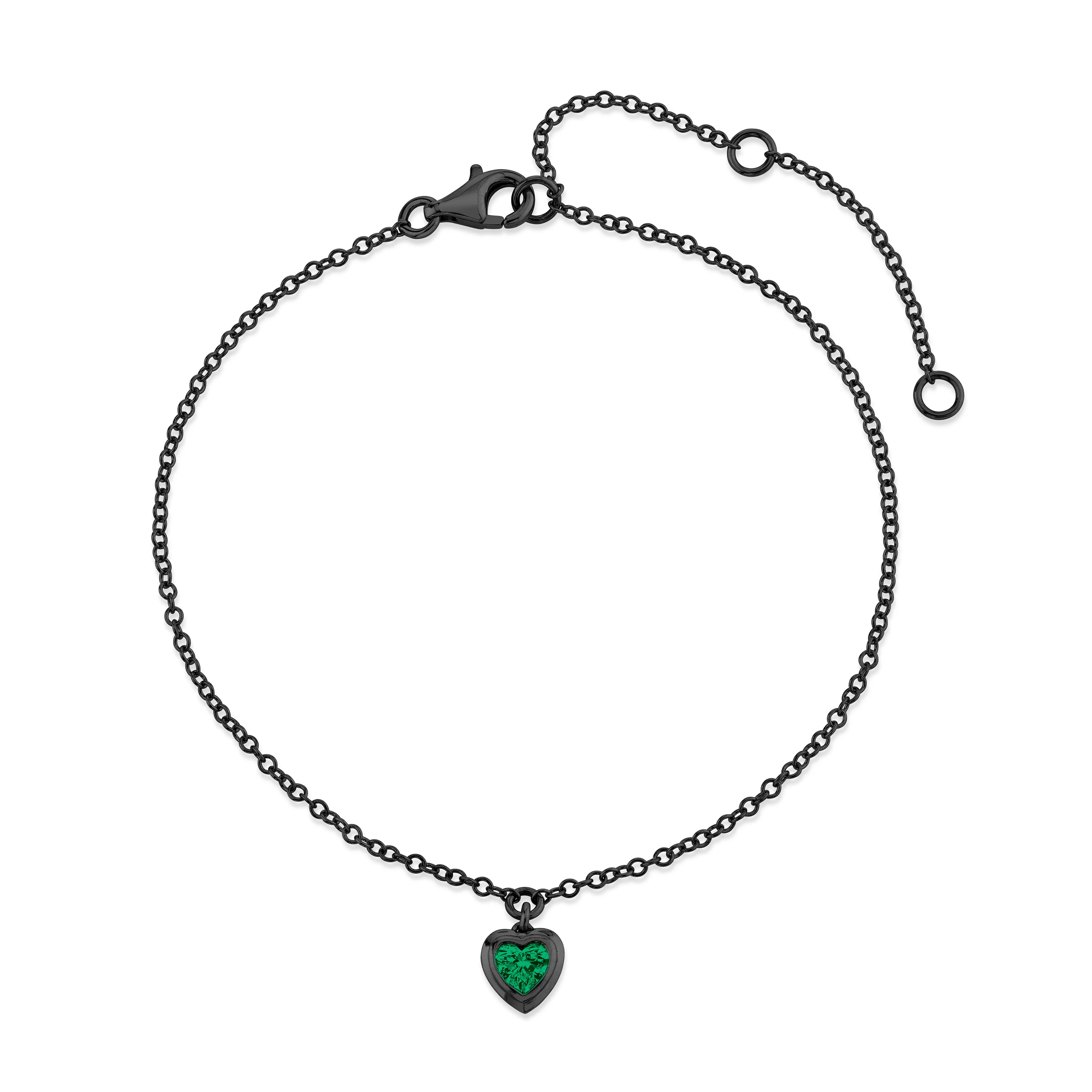 MINI ME EMERALD BEZEL HEART DROP ANKLET - Image 5