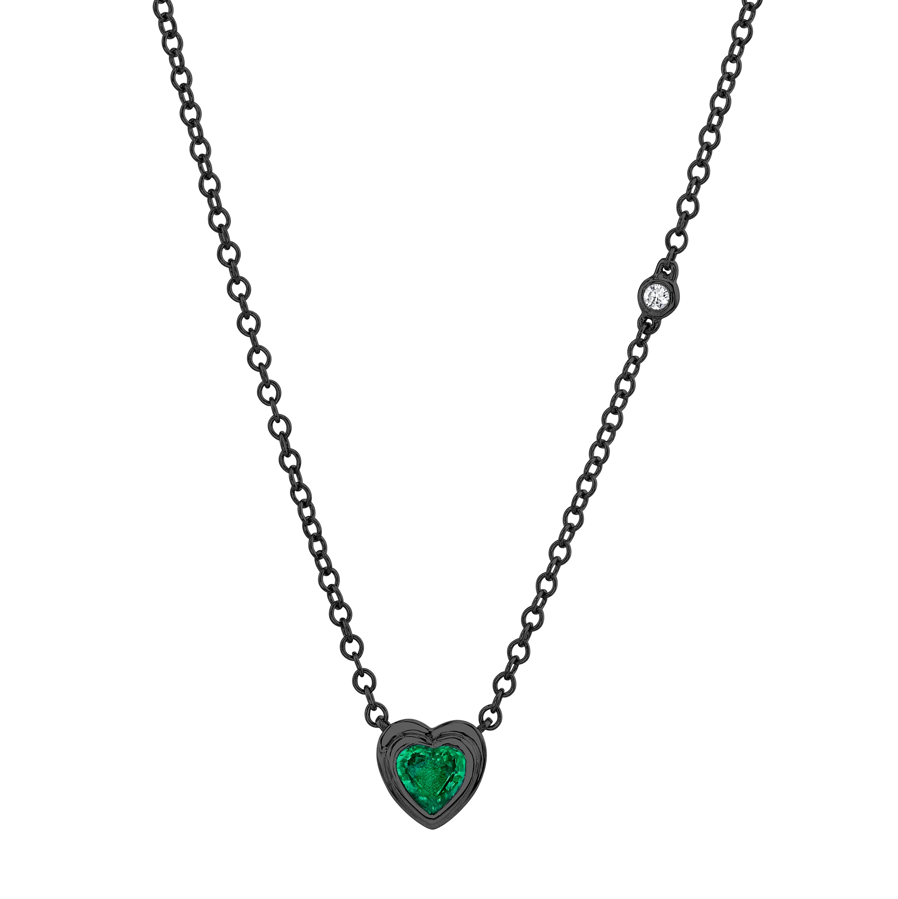 MINI ME EMERALD BEZEL HEART NECKLACE - Image 5