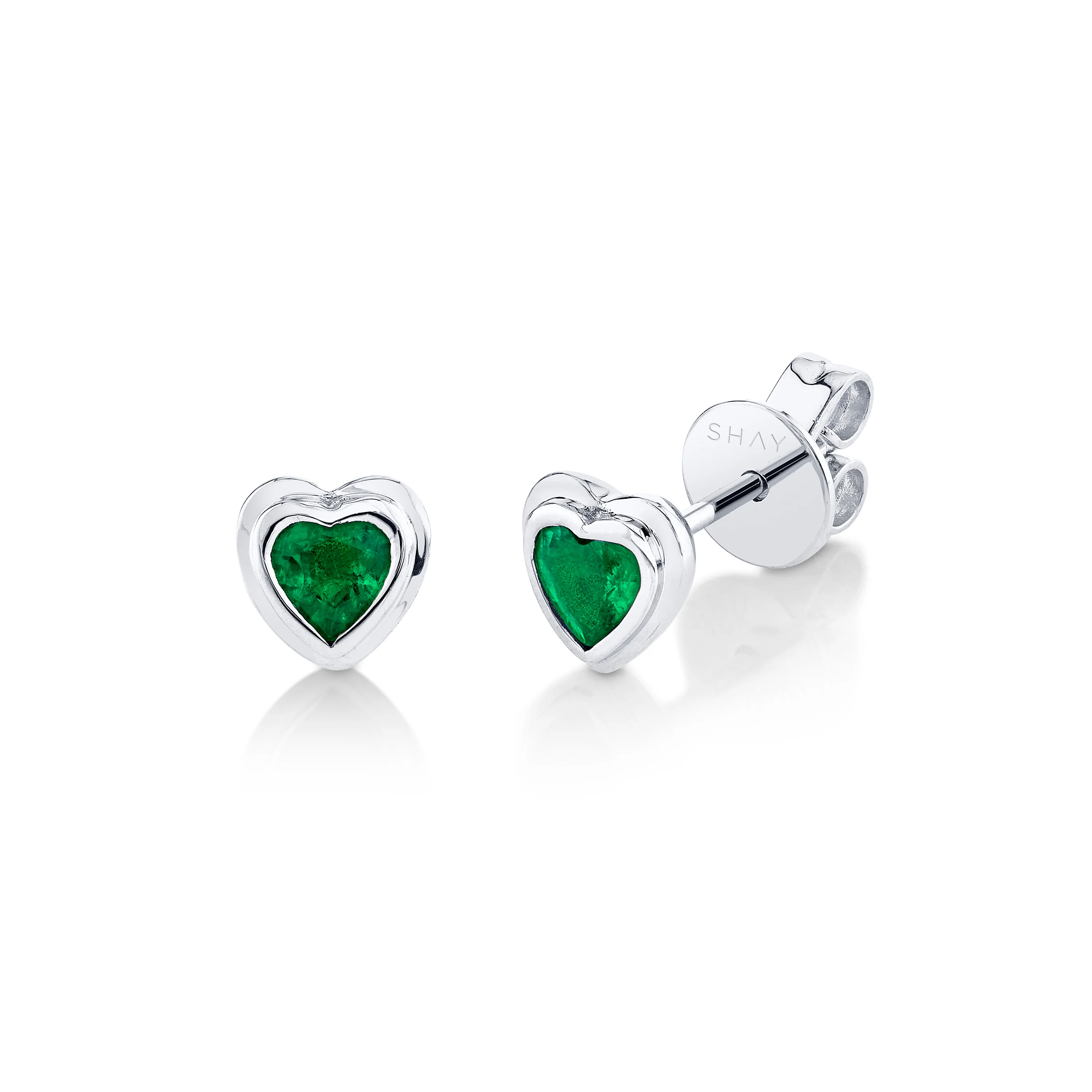 EMERALD BEZEL HEART STUDS - Image 3