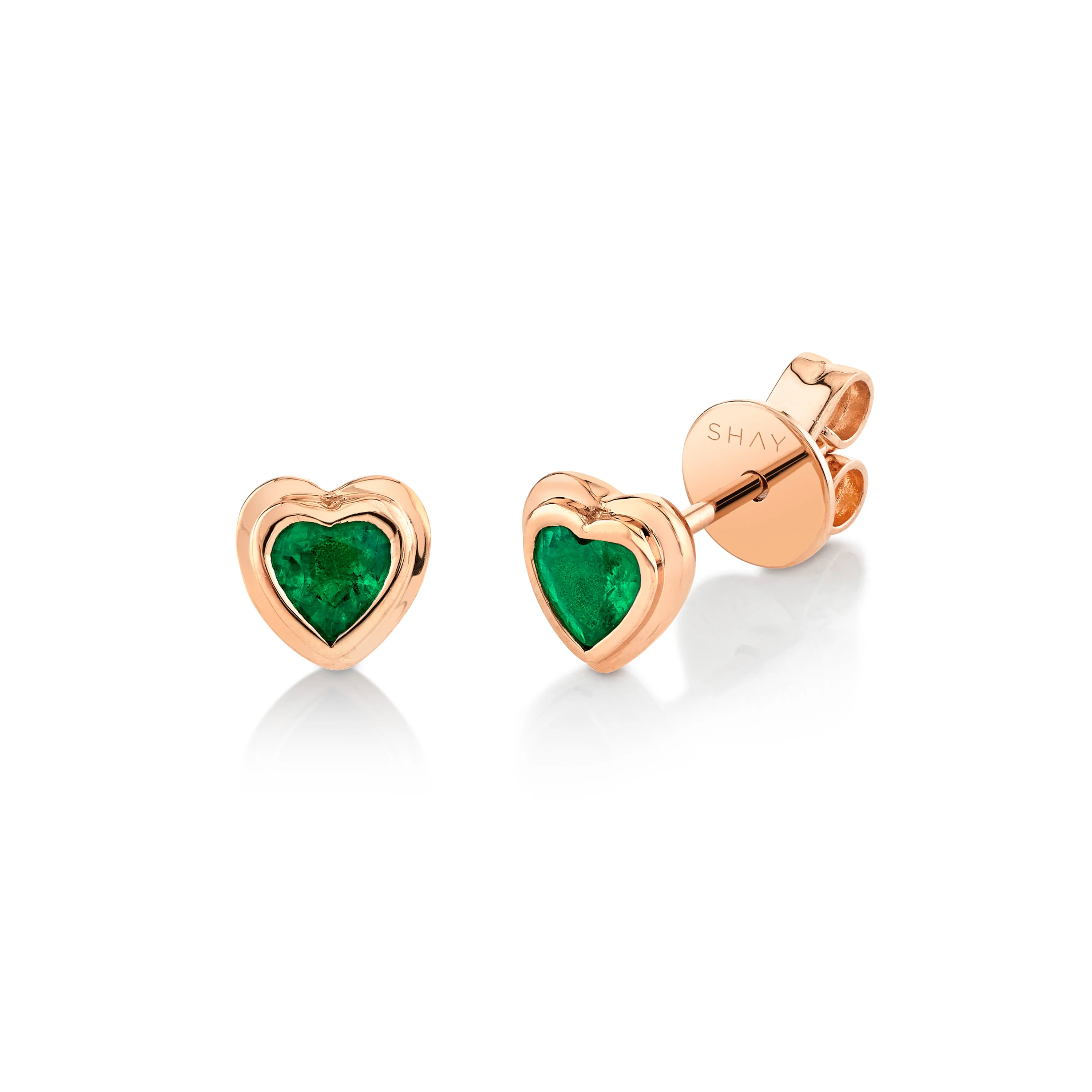 EMERALD BEZEL HEART STUDS - Image 4