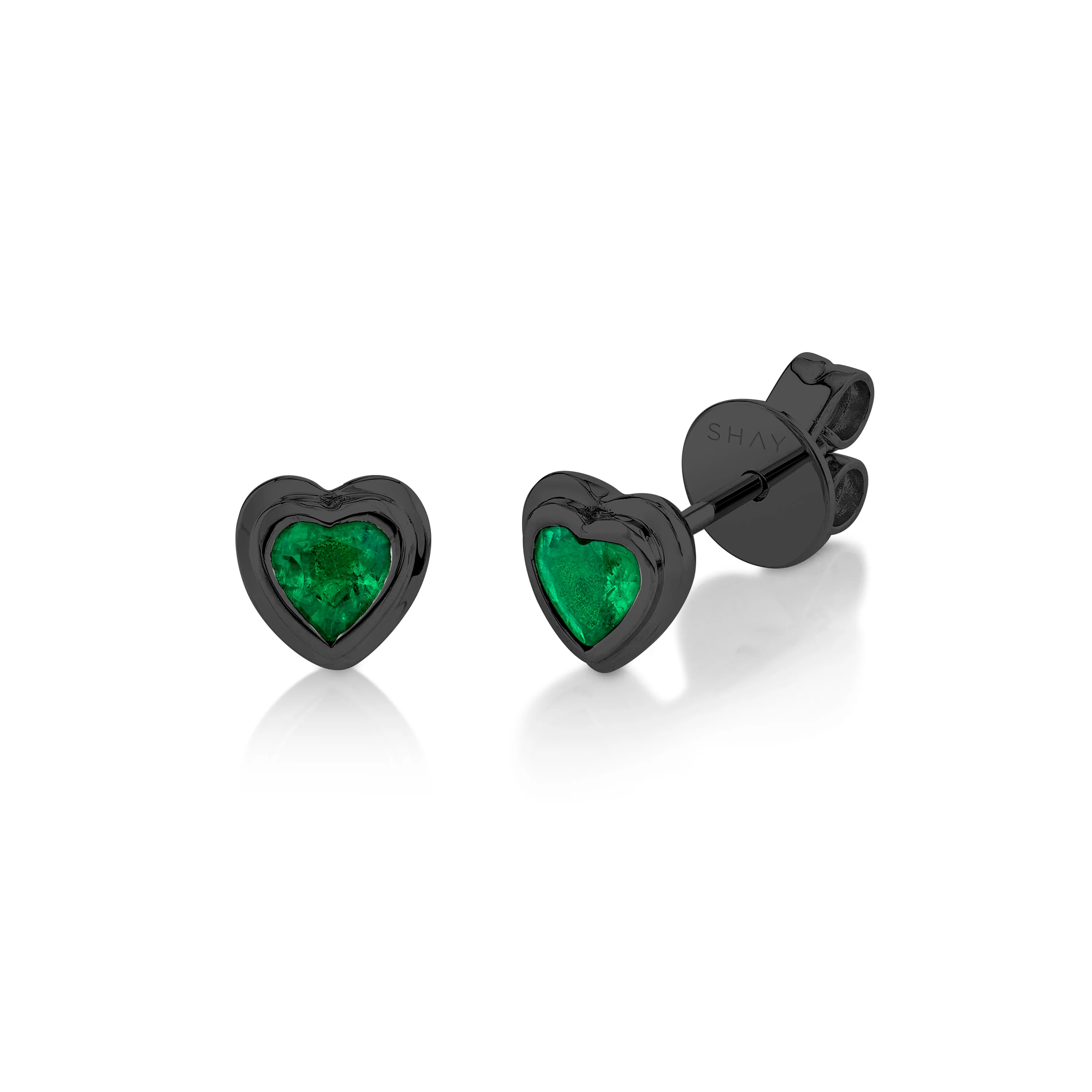 EMERALD BEZEL HEART STUDS - Image 5
