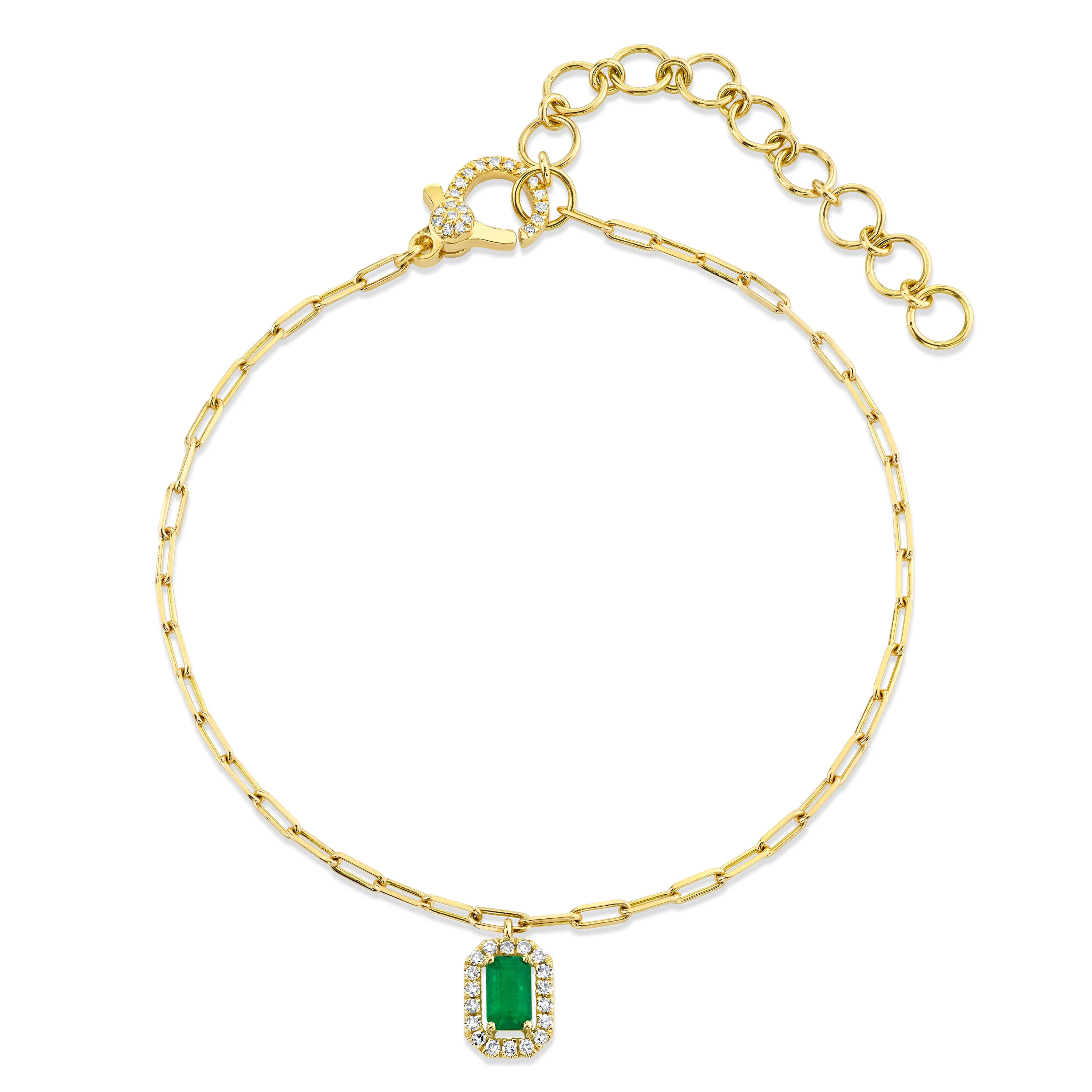 MINI ME EMERALD & DIAMOND HALO DROP ANKLET - Image 3
