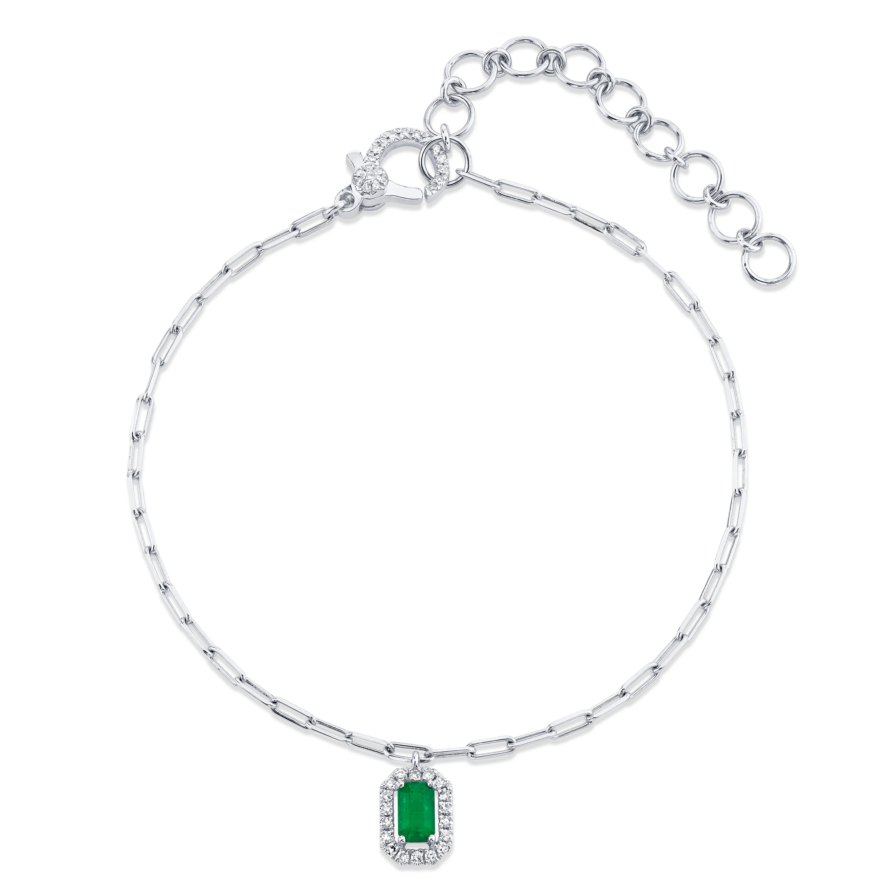 MINI ME EMERALD & DIAMOND HALO DROP ANKLET - Image 4