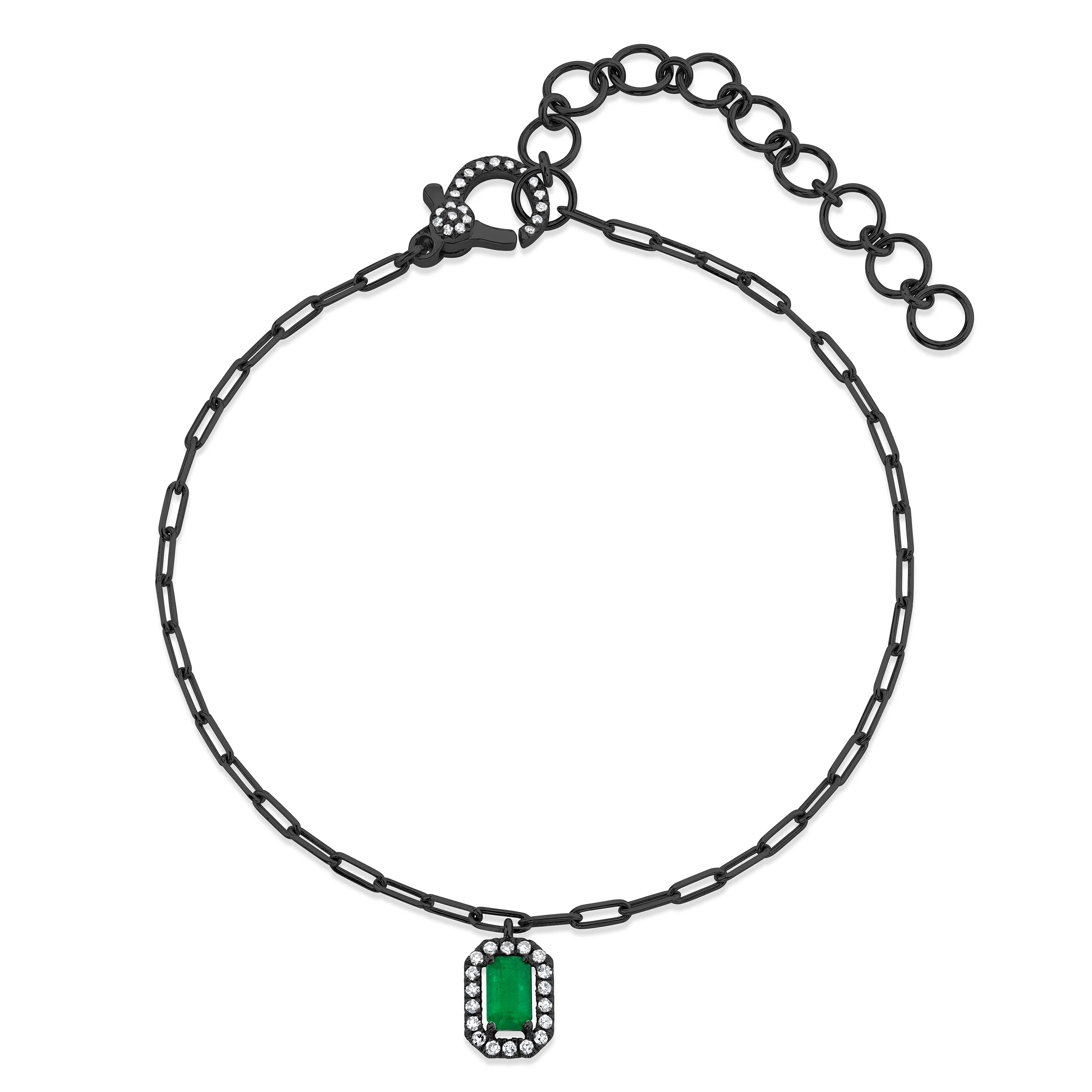MINI ME EMERALD & DIAMOND HALO DROP ANKLET - Image 5