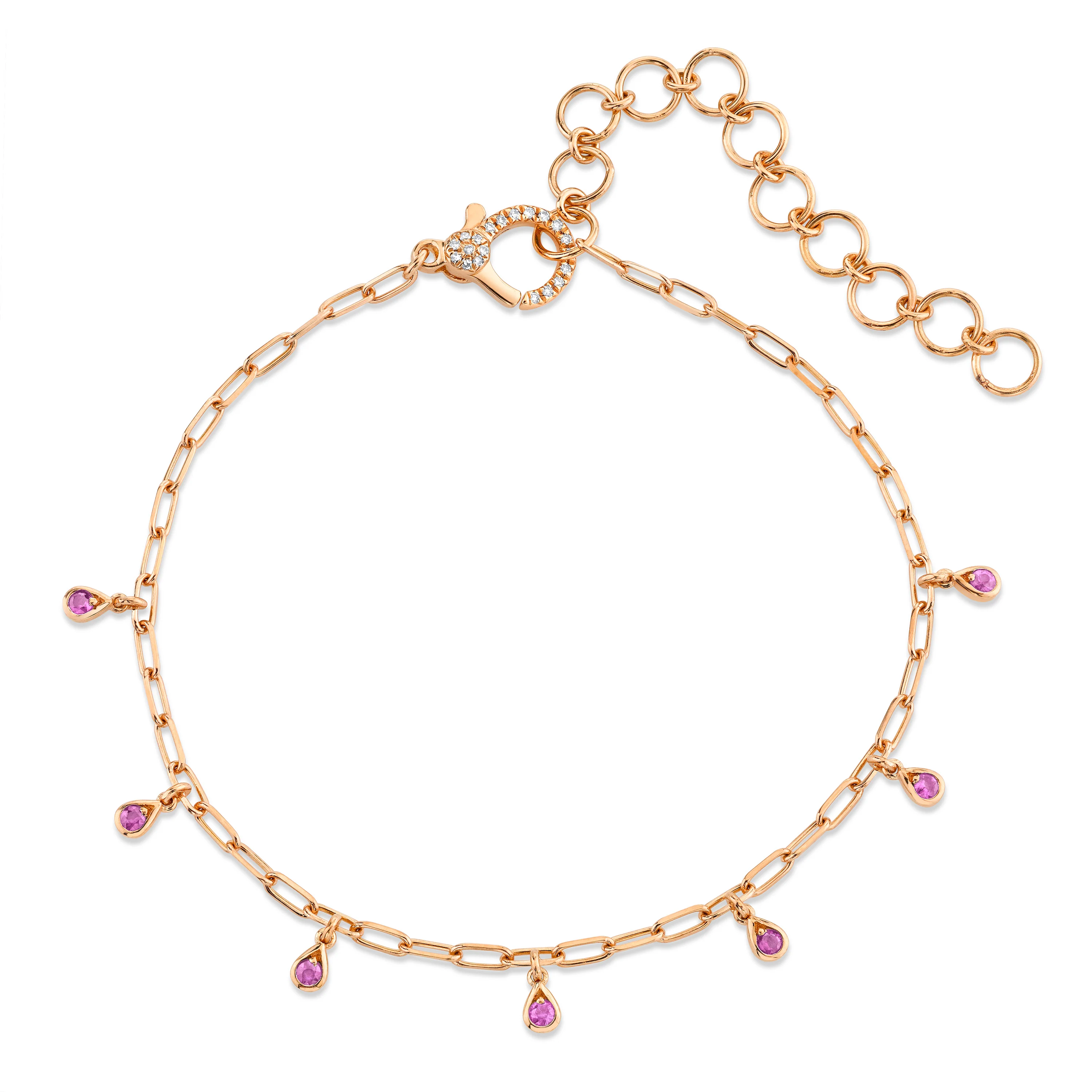 MINI ME PINK SAPPHIRE BABY DANGLE DROP ANKLET - Image 2