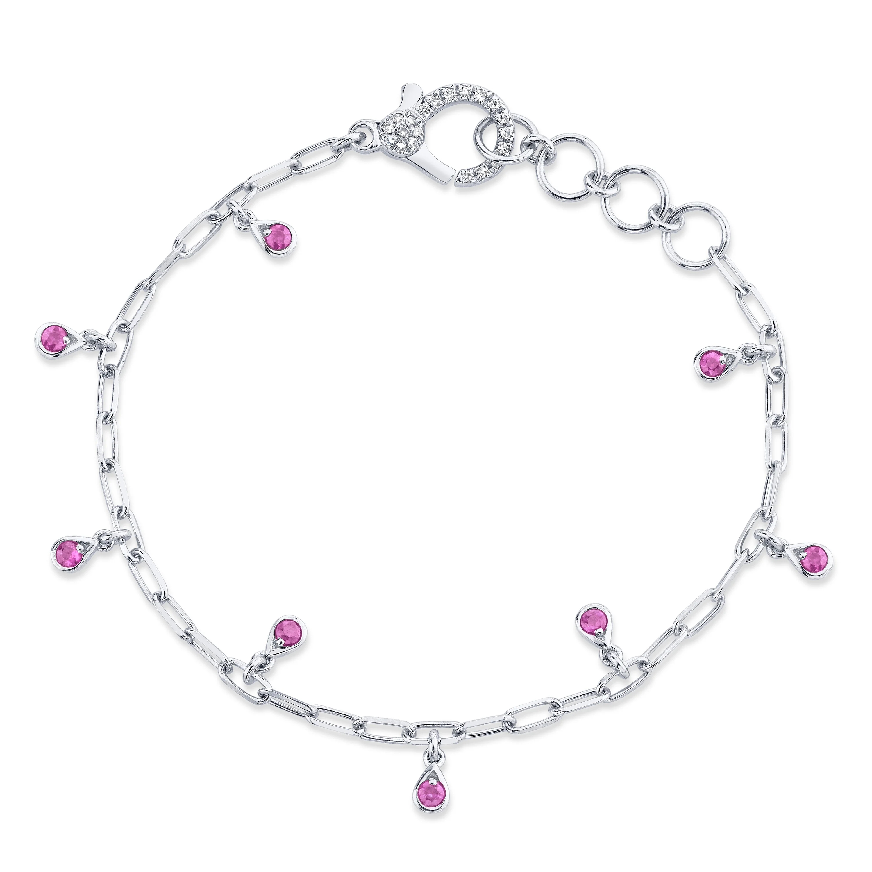 MINI ME PINK SAPPHIRE BABY DANGLE DROP BRACELET - Image 3