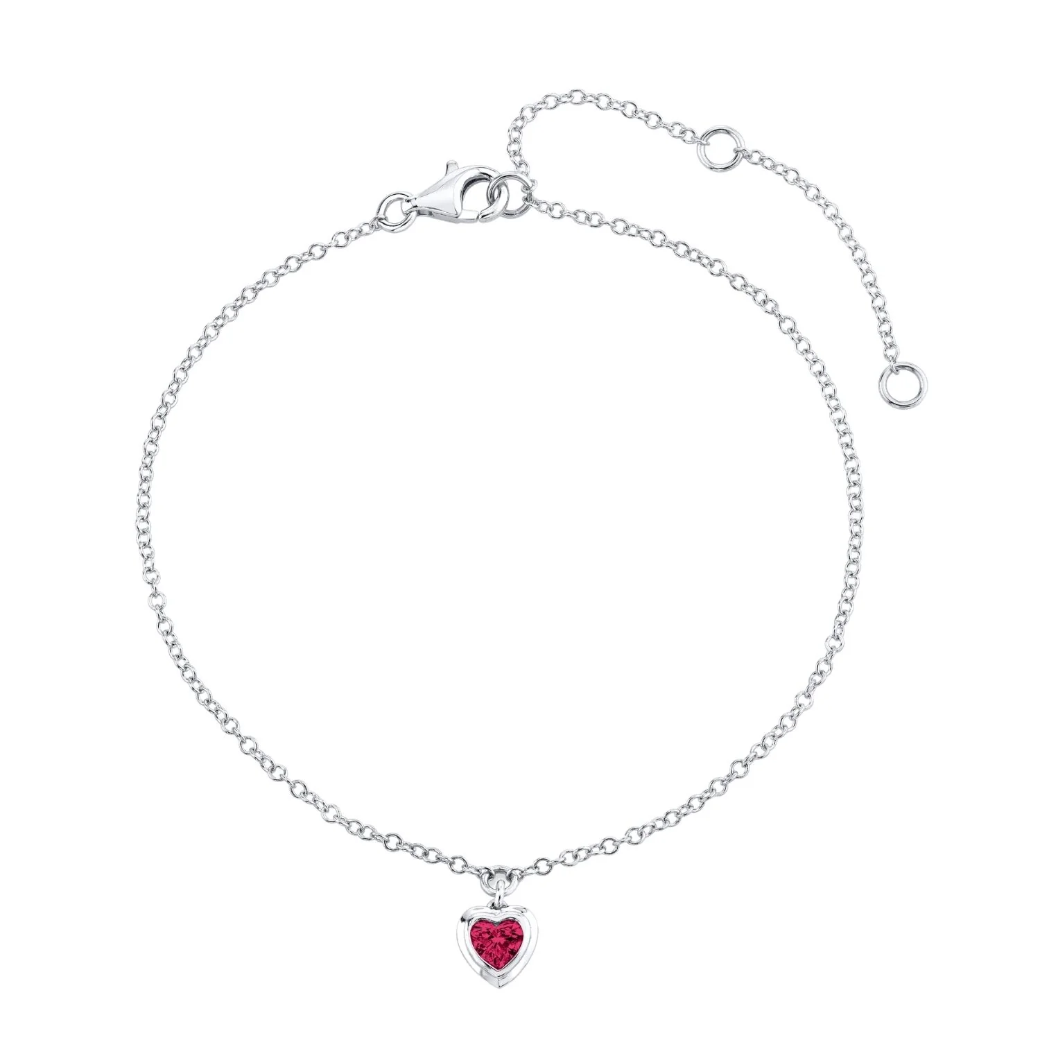 MINI ME RUBY BEZEL HEART DROP ANKLET - Image 3
