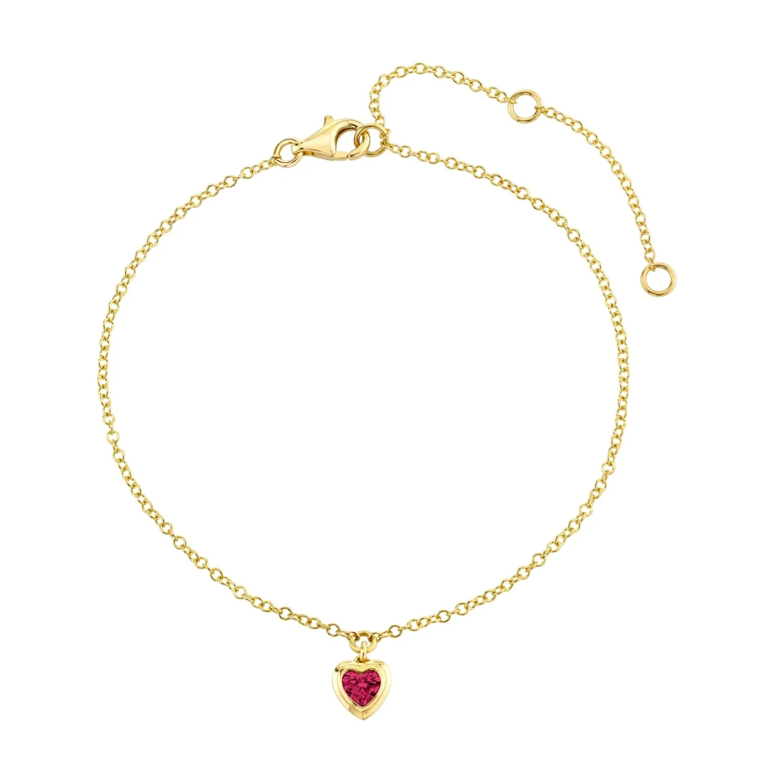 MINI ME RUBY BEZEL HEART DROP ANKLET - Image 4