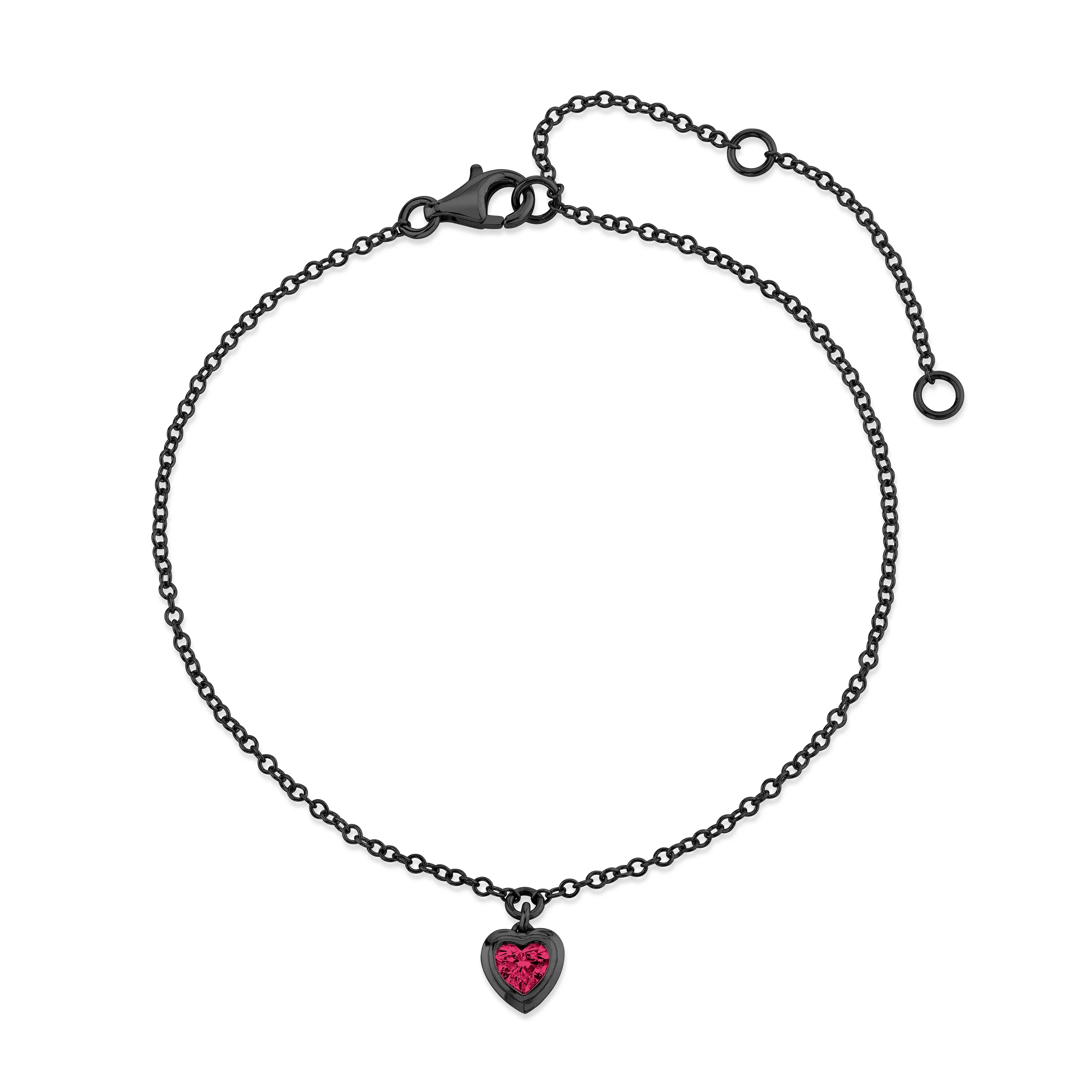 MINI ME RUBY BEZEL HEART DROP ANKLET - Image 5