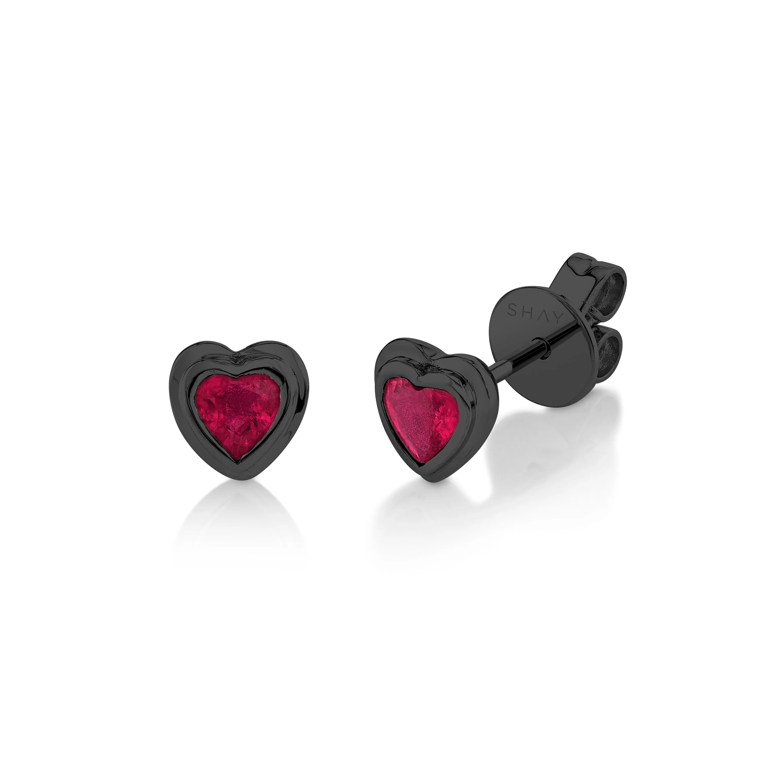 MINI ME RUBY BEZEL HEART STUDS - Image 4