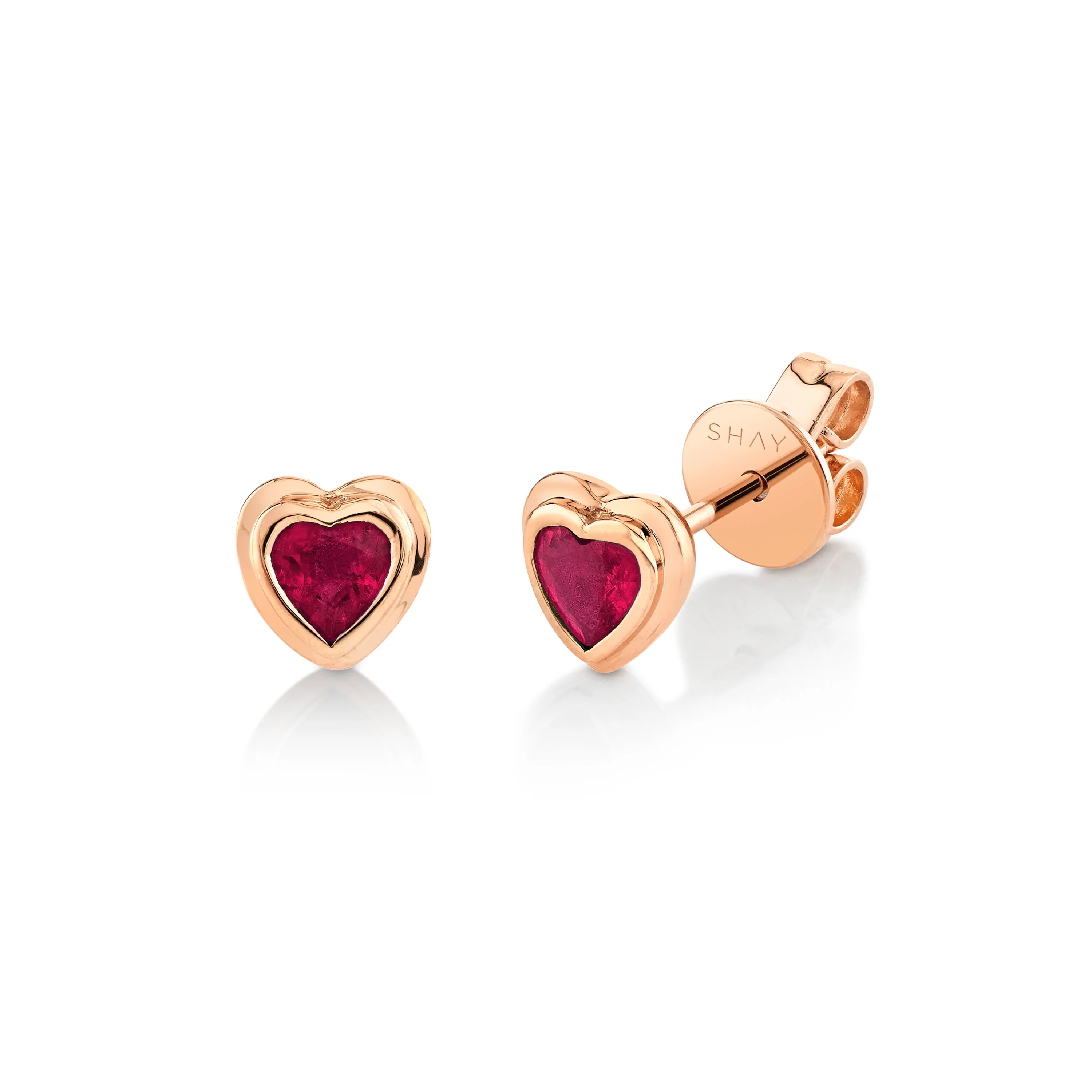 MINI ME RUBY BEZEL HEART STUDS - Image 5