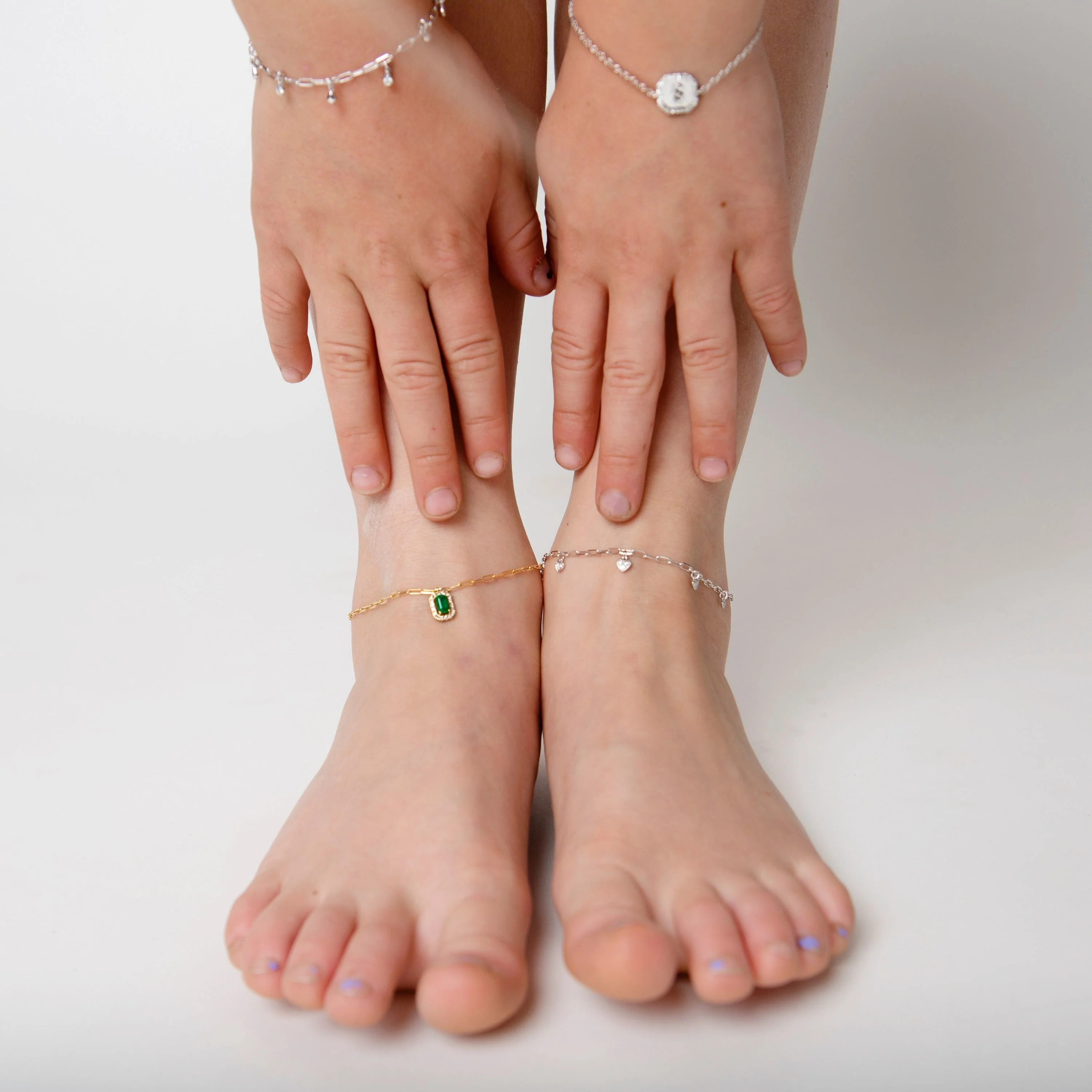 MINI ME RUBY & DIAMOND HALO DROP ANKLET - Image 2