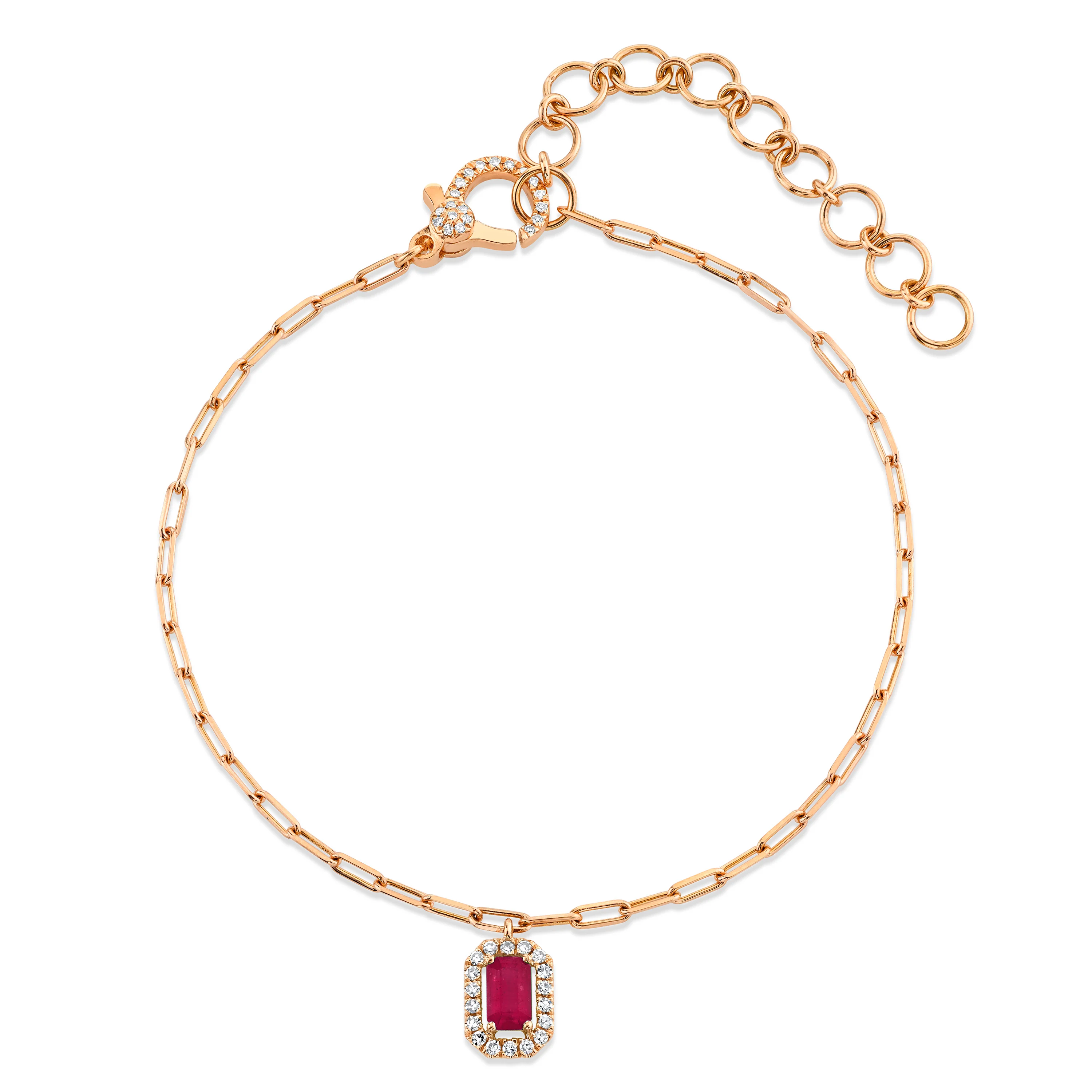 MINI ME RUBY & DIAMOND HALO DROP ANKLET - Image 3