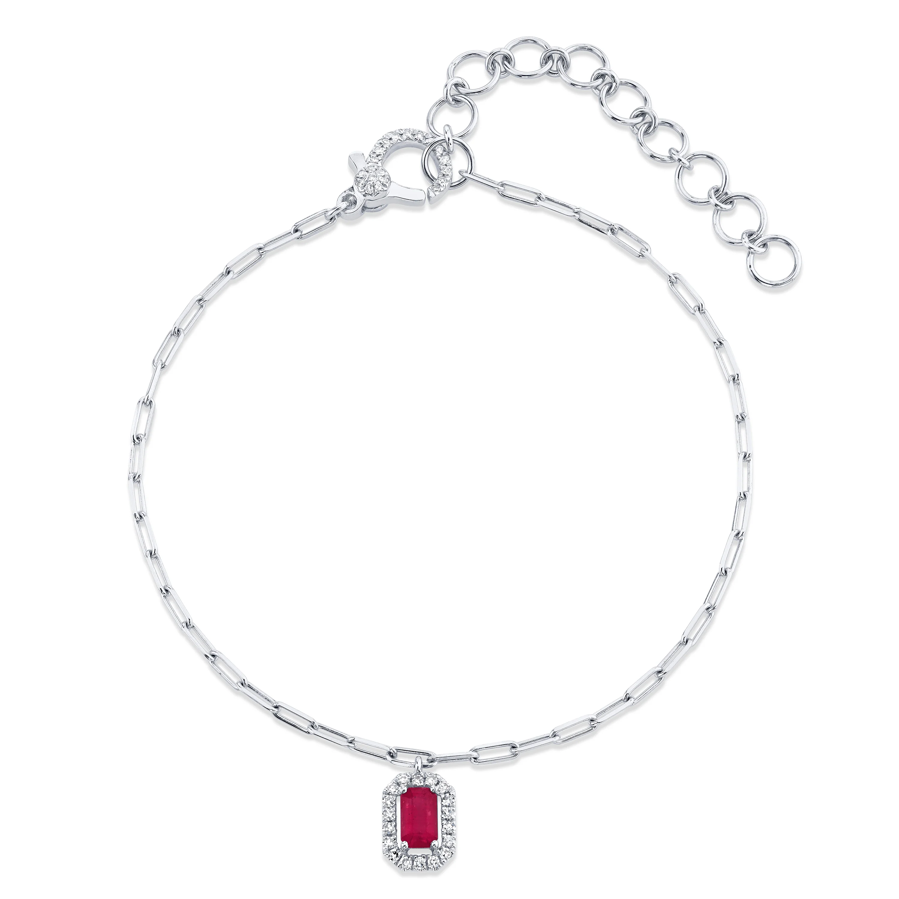 MINI ME RUBY & DIAMOND HALO DROP ANKLET - Image 4