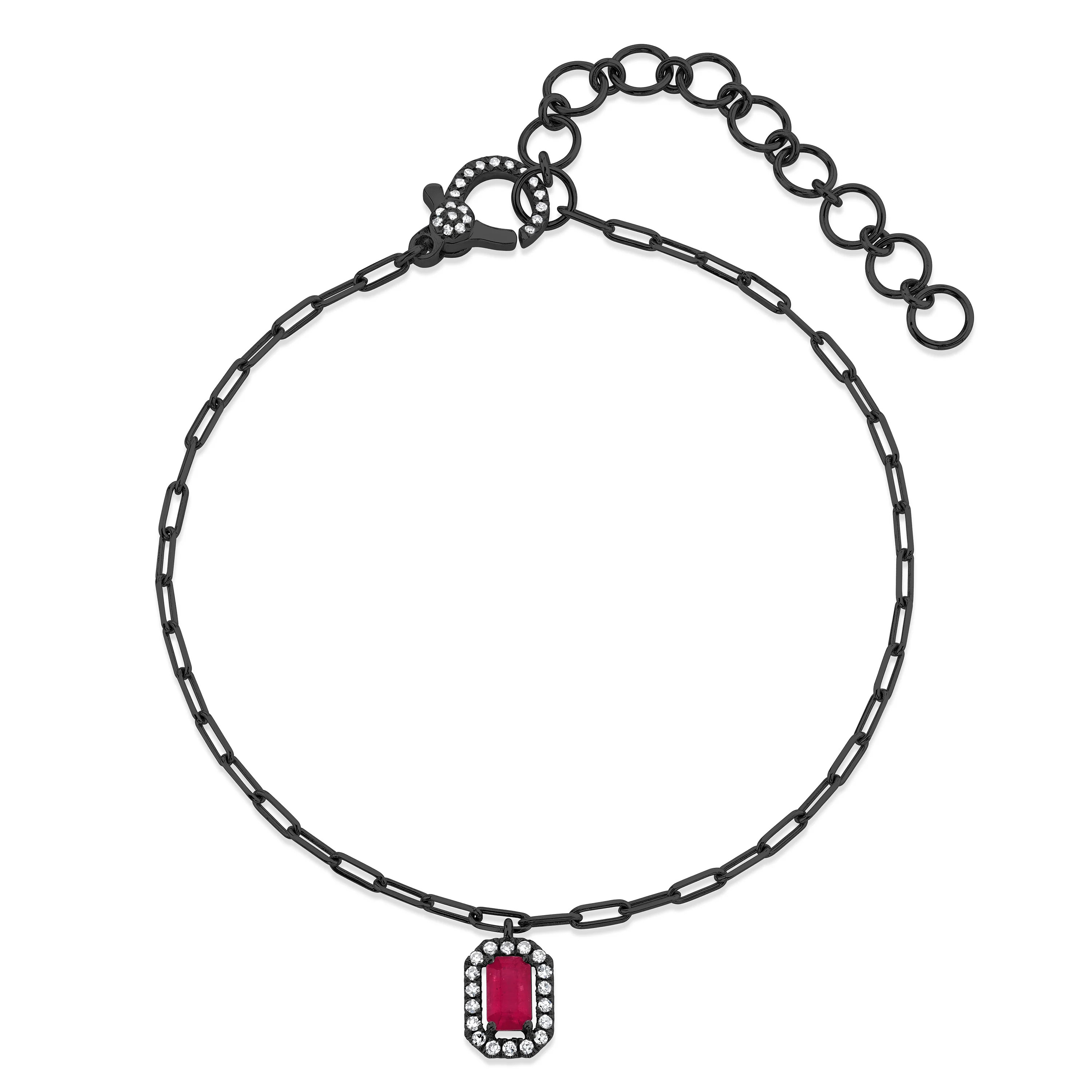 MINI ME RUBY & DIAMOND HALO DROP ANKLET - Image 5