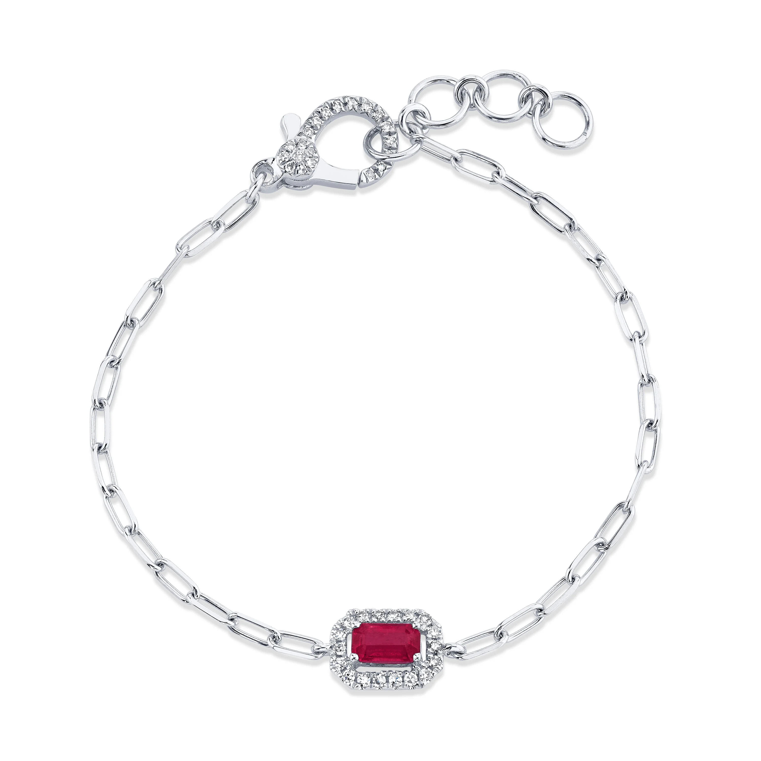 MINI ME RUBY & DIAMOND HALO DROP BRACELET - Image 4