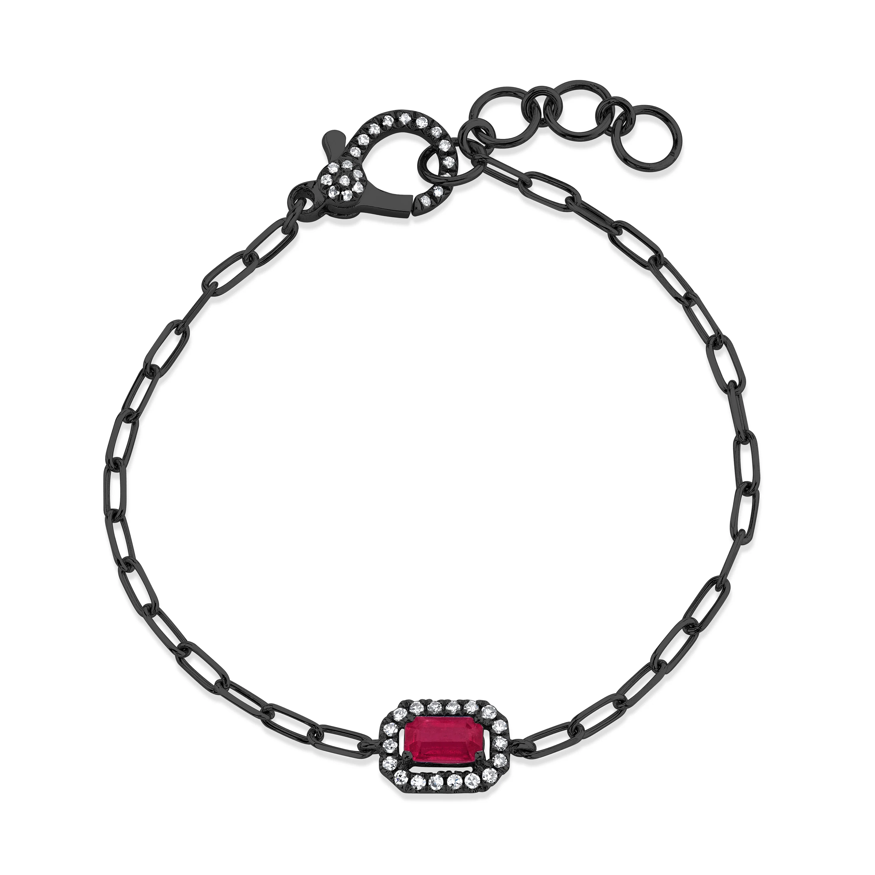 MINI ME RUBY & DIAMOND HALO DROP BRACELET - Image 5