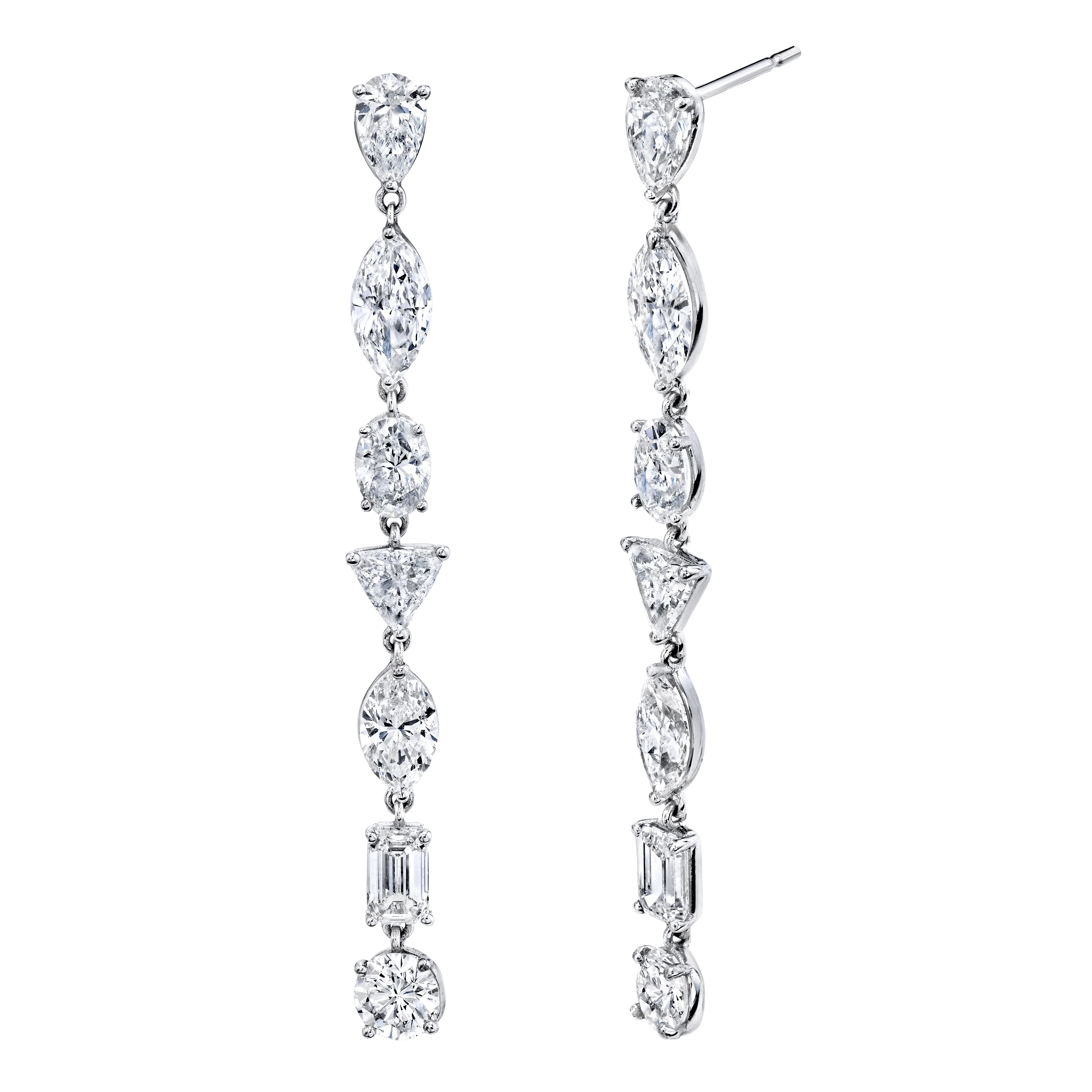 MIXED DIAMOND DROP EARRINGS - Image 3