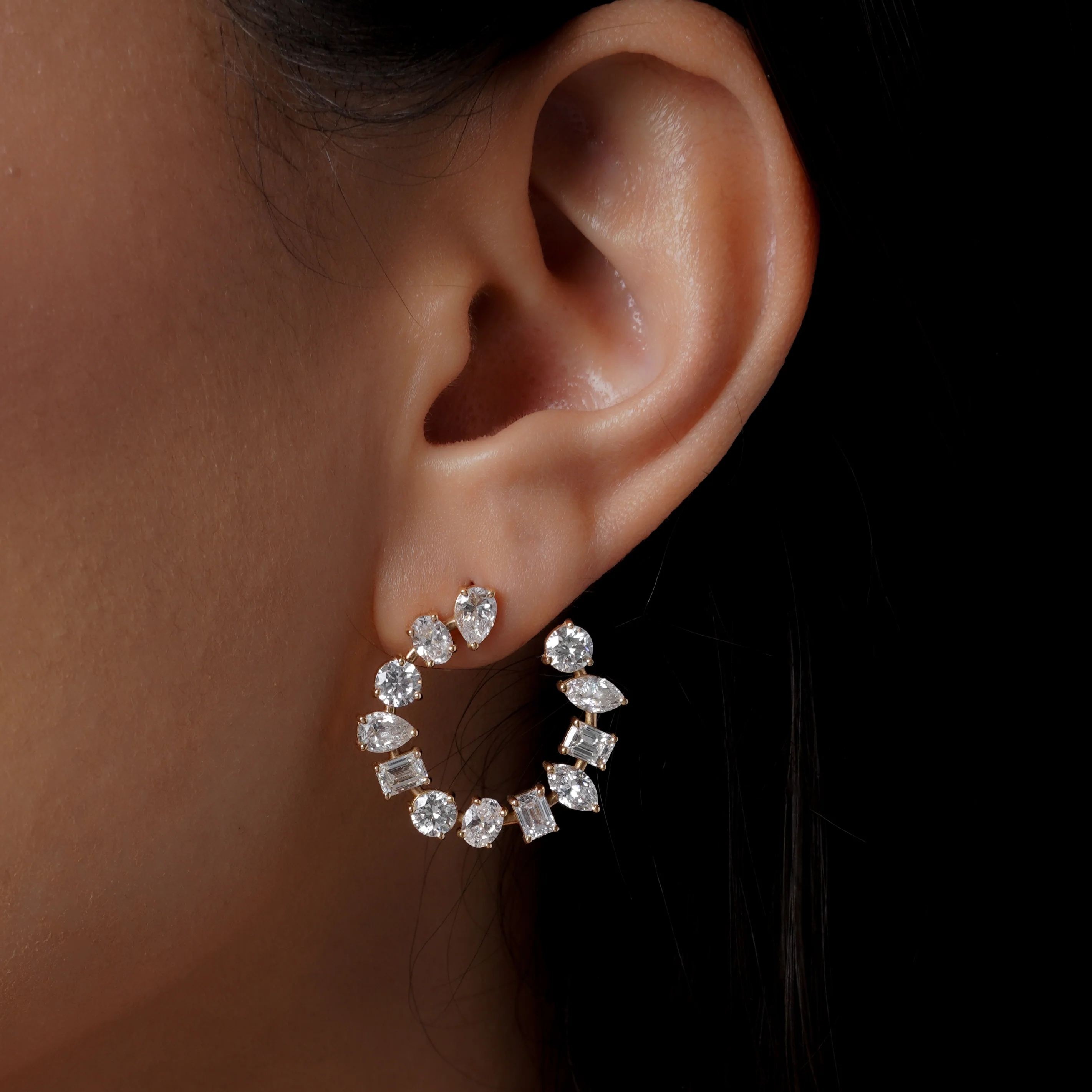 MIXED DIAMOND ETERNITY EARRINGS - Image 2