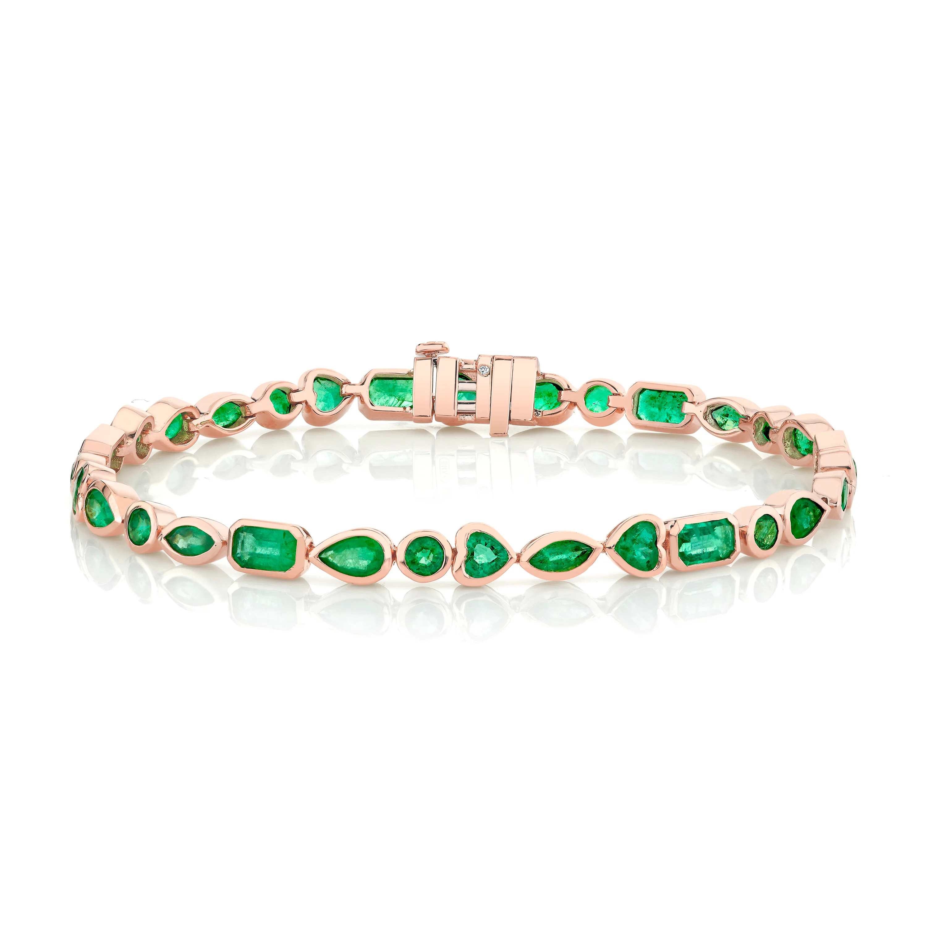 MIXED EMERALD BEZEL TENNIS BRACELET - Image 3