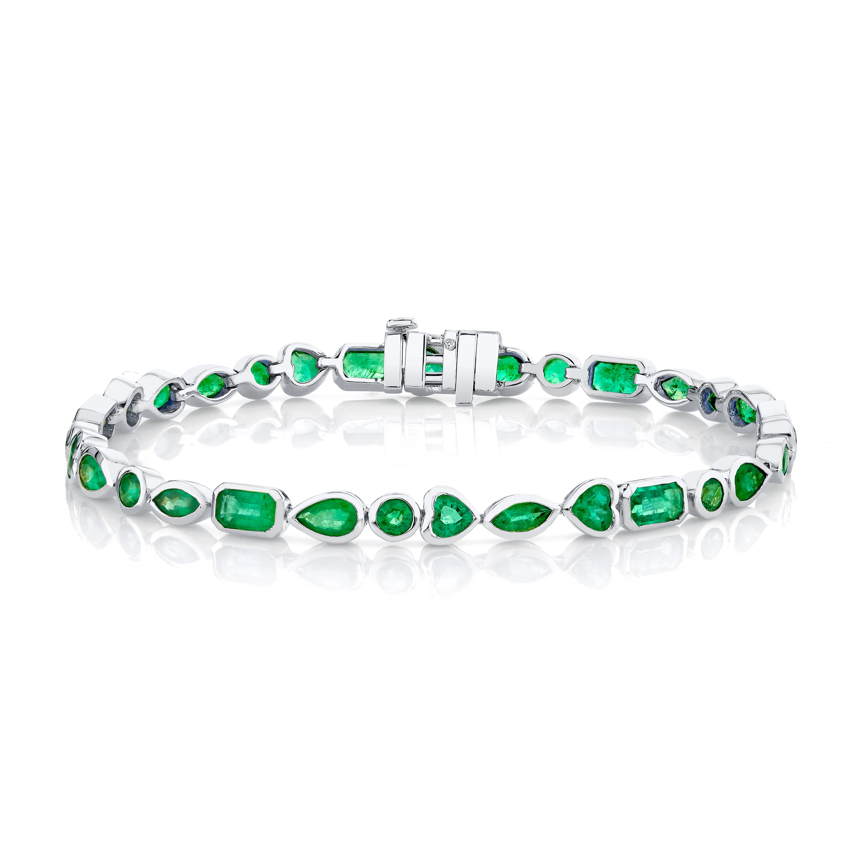 MIXED EMERALD BEZEL TENNIS BRACELET - Image 4