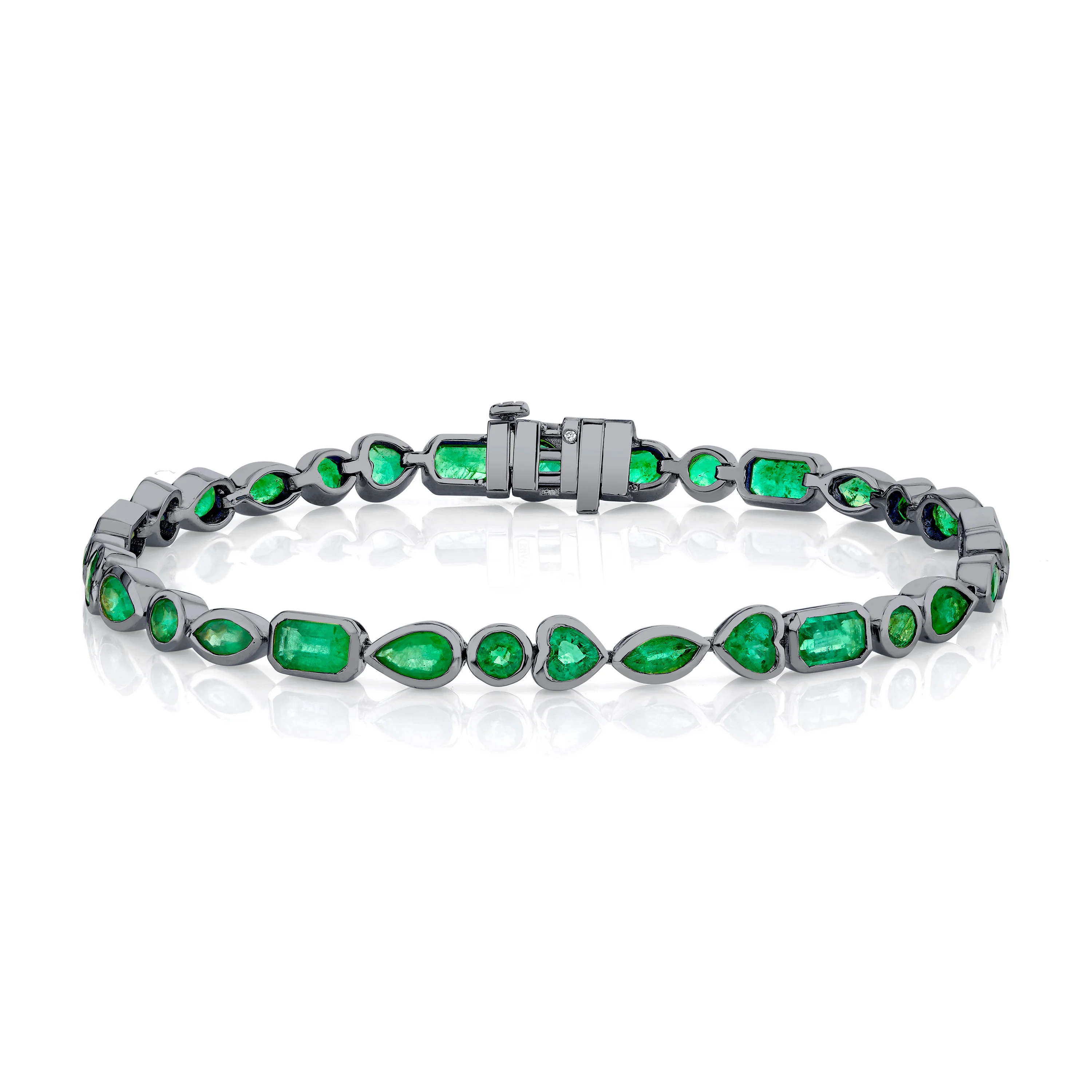 MIXED EMERALD BEZEL TENNIS BRACELET - Image 5