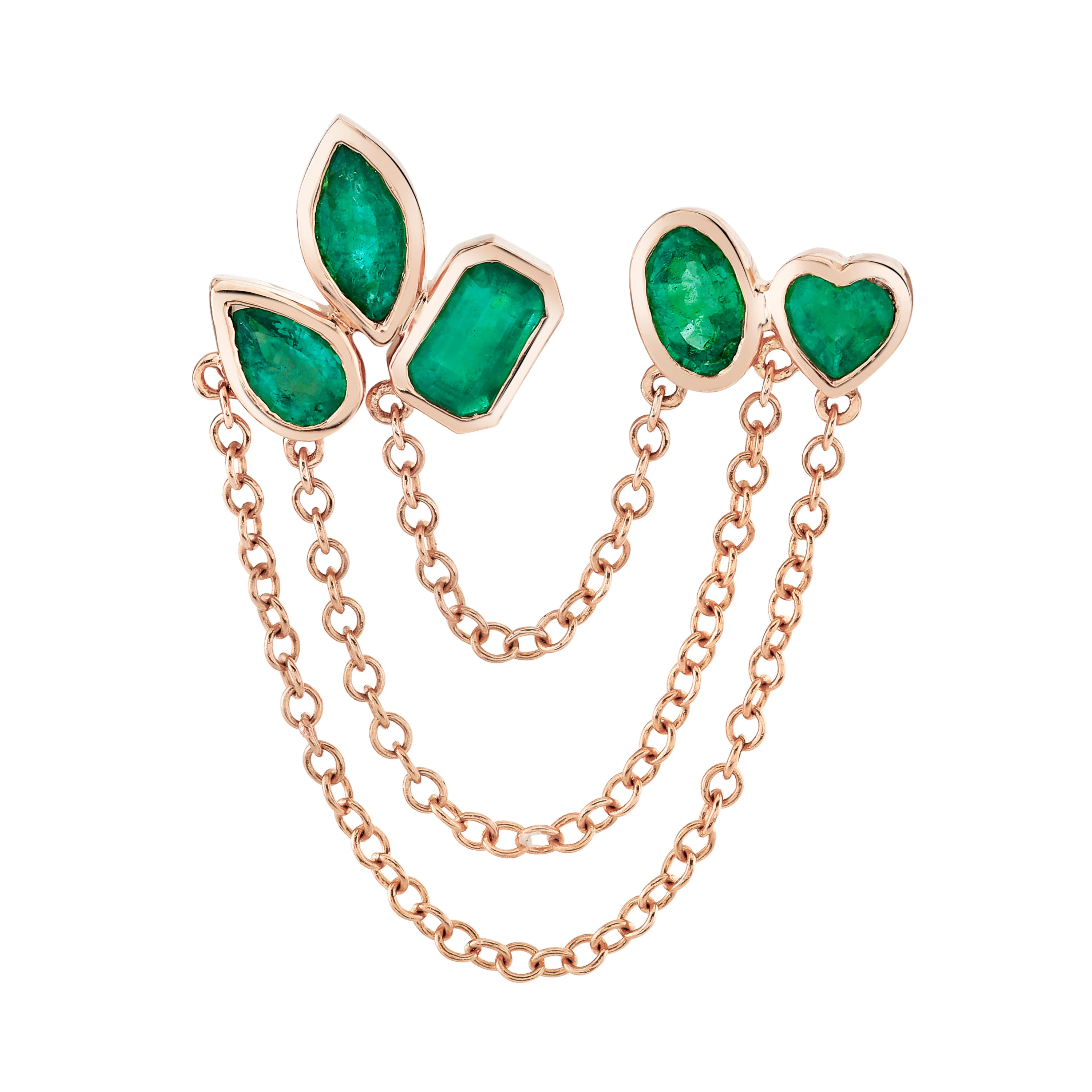 EMERALD MIXED DUO CHAIN STUD - Image 4