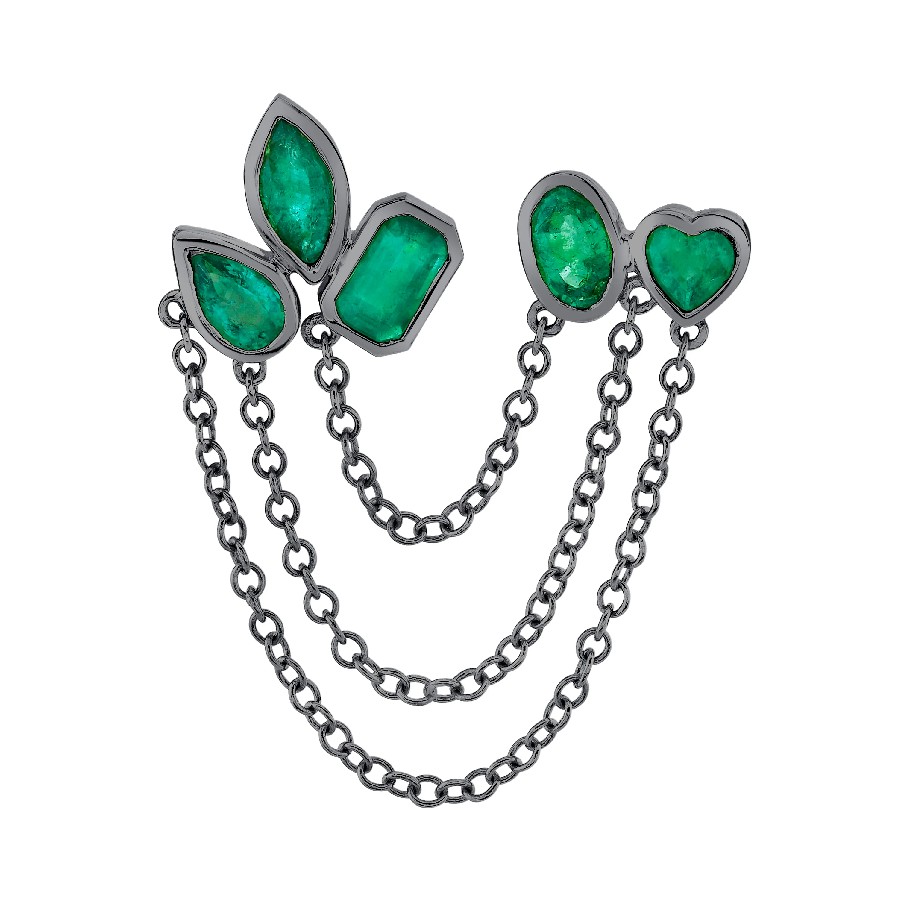 EMERALD MIXED DUO CHAIN STUD - Image 8
