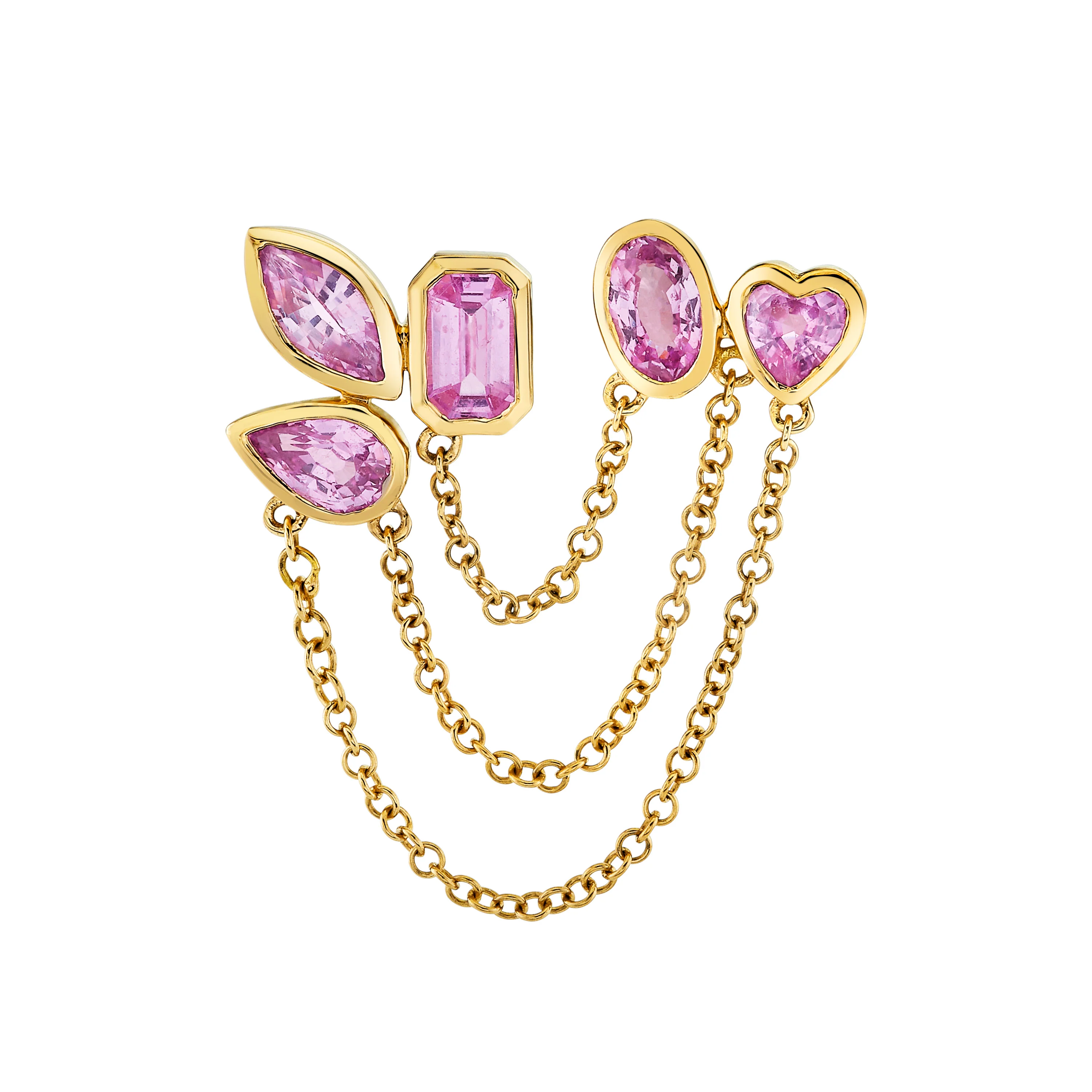 PINK SAPPHIRE MIXED DUO CHAIN STUD