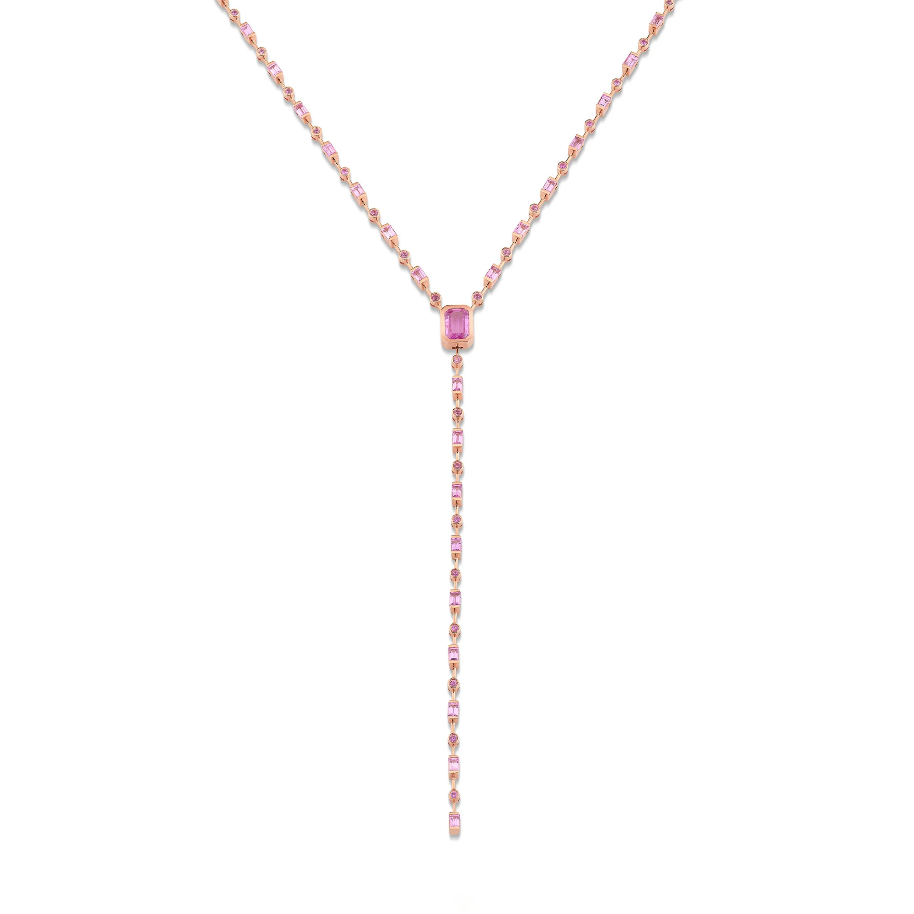 MIXED PINK SAPPHIRE Y NECKLACE