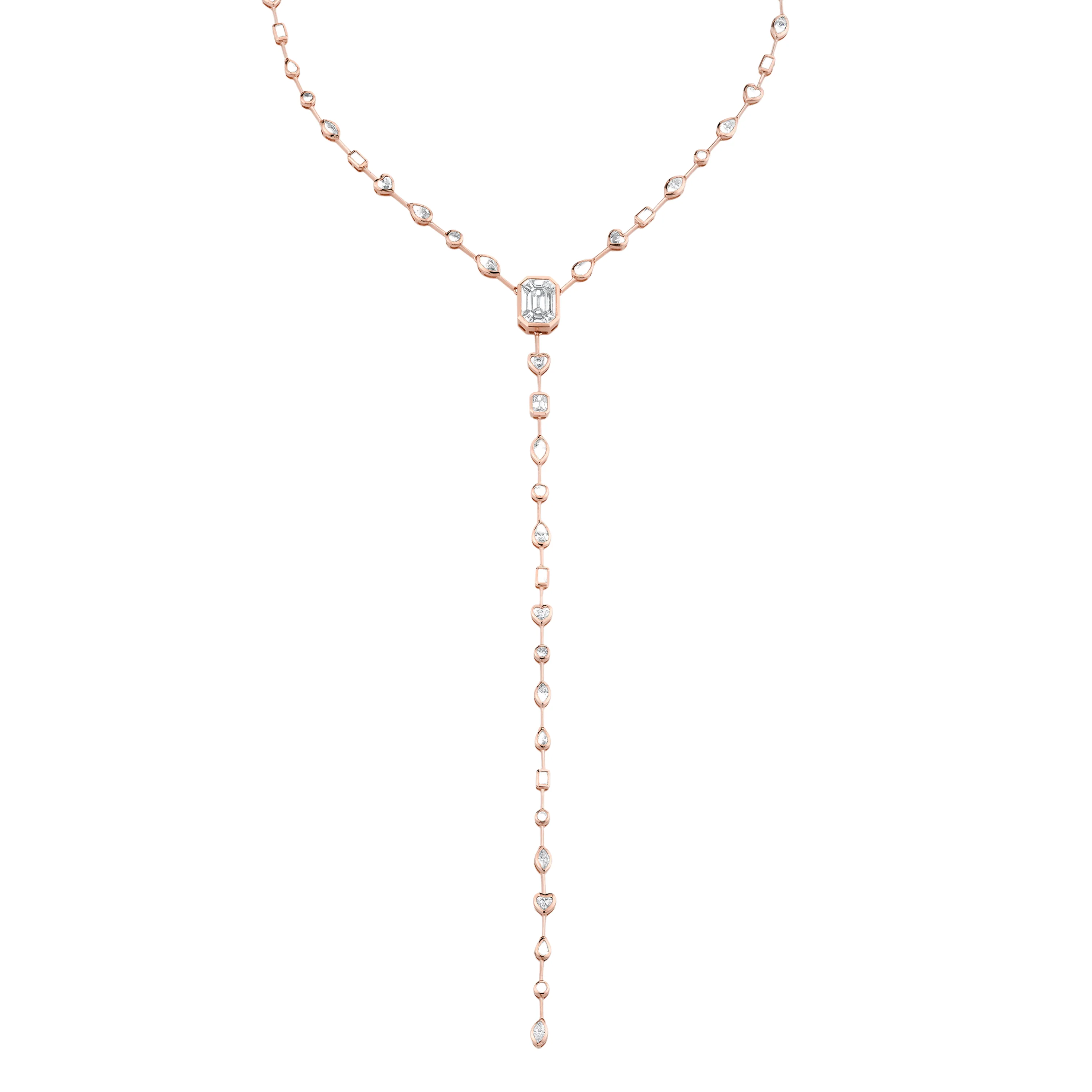 MIXED DIAMOND ILLUSION Y NECKLACE - Image 4