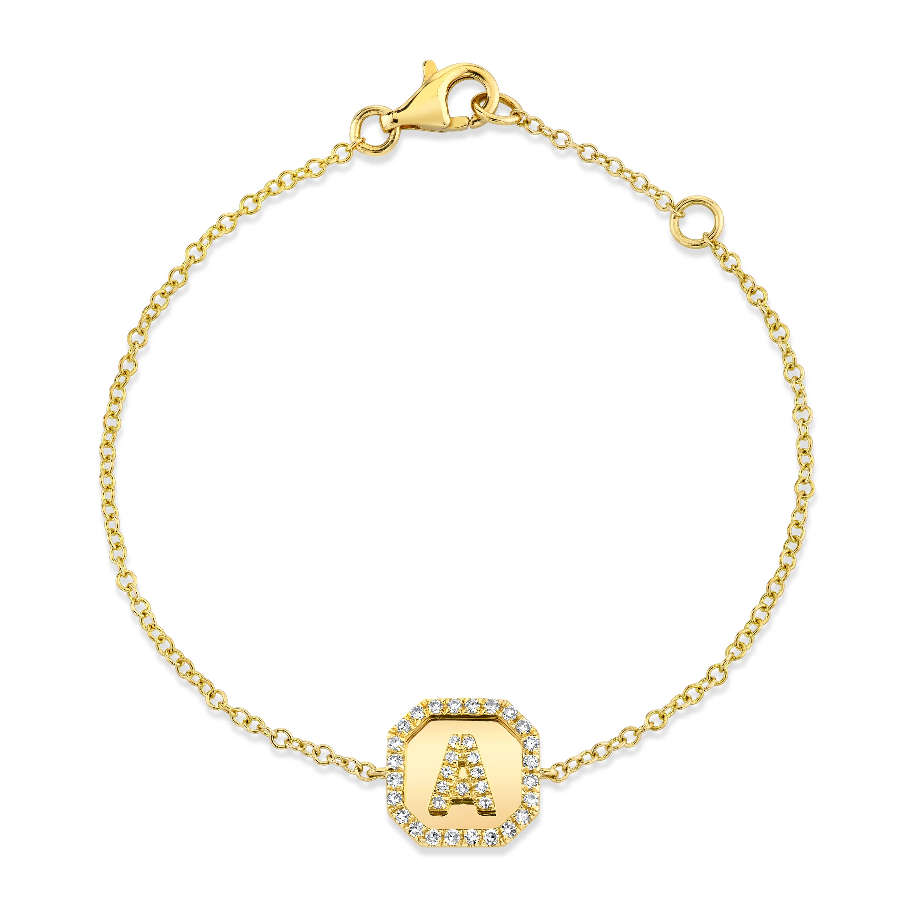 MINI ME DIAMOND PAVE BABY INITAL NAMEPLATE BRACELET - Image 4