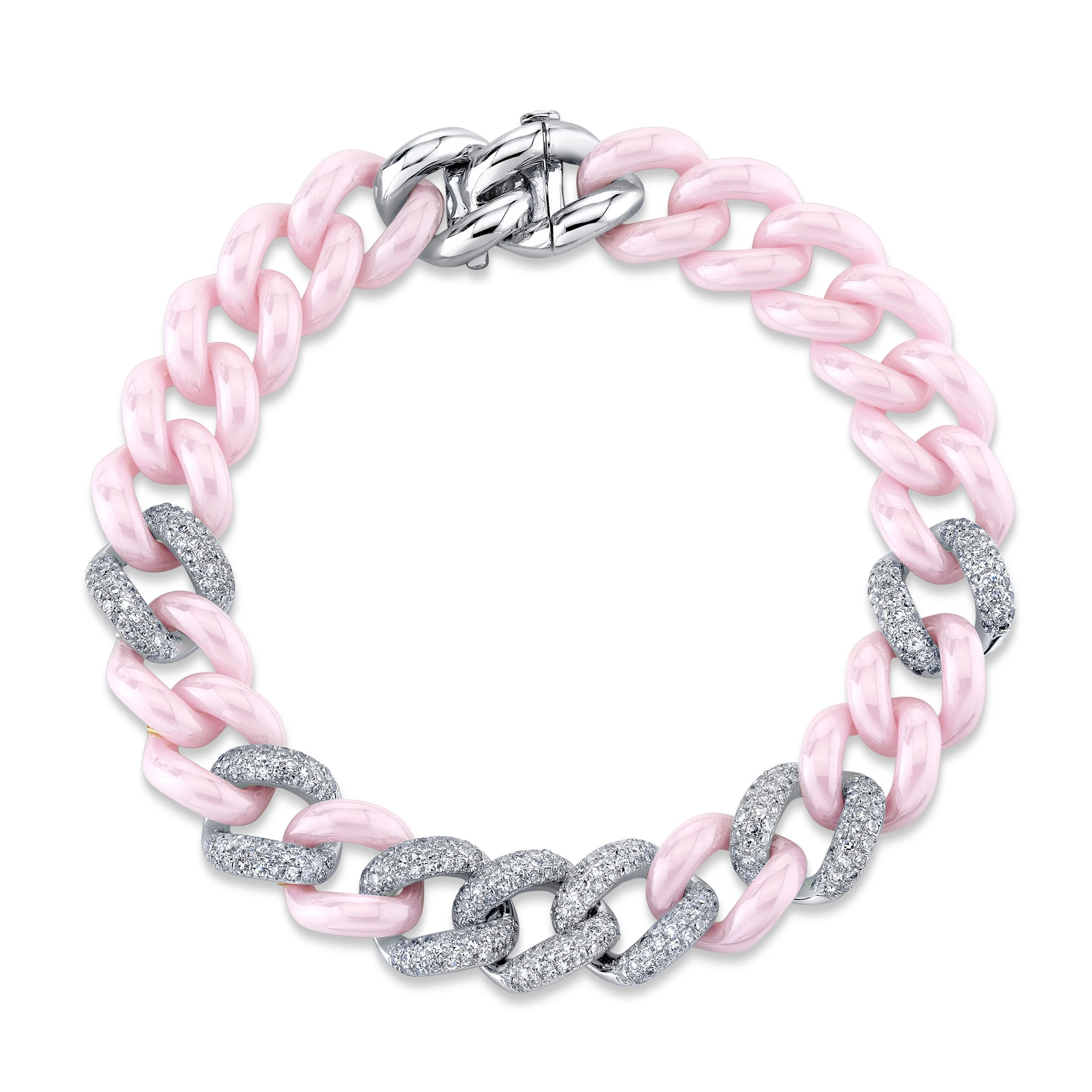 PINK CERAMIC PAVE ESSENTIAL LINK BRACELET - Image 4