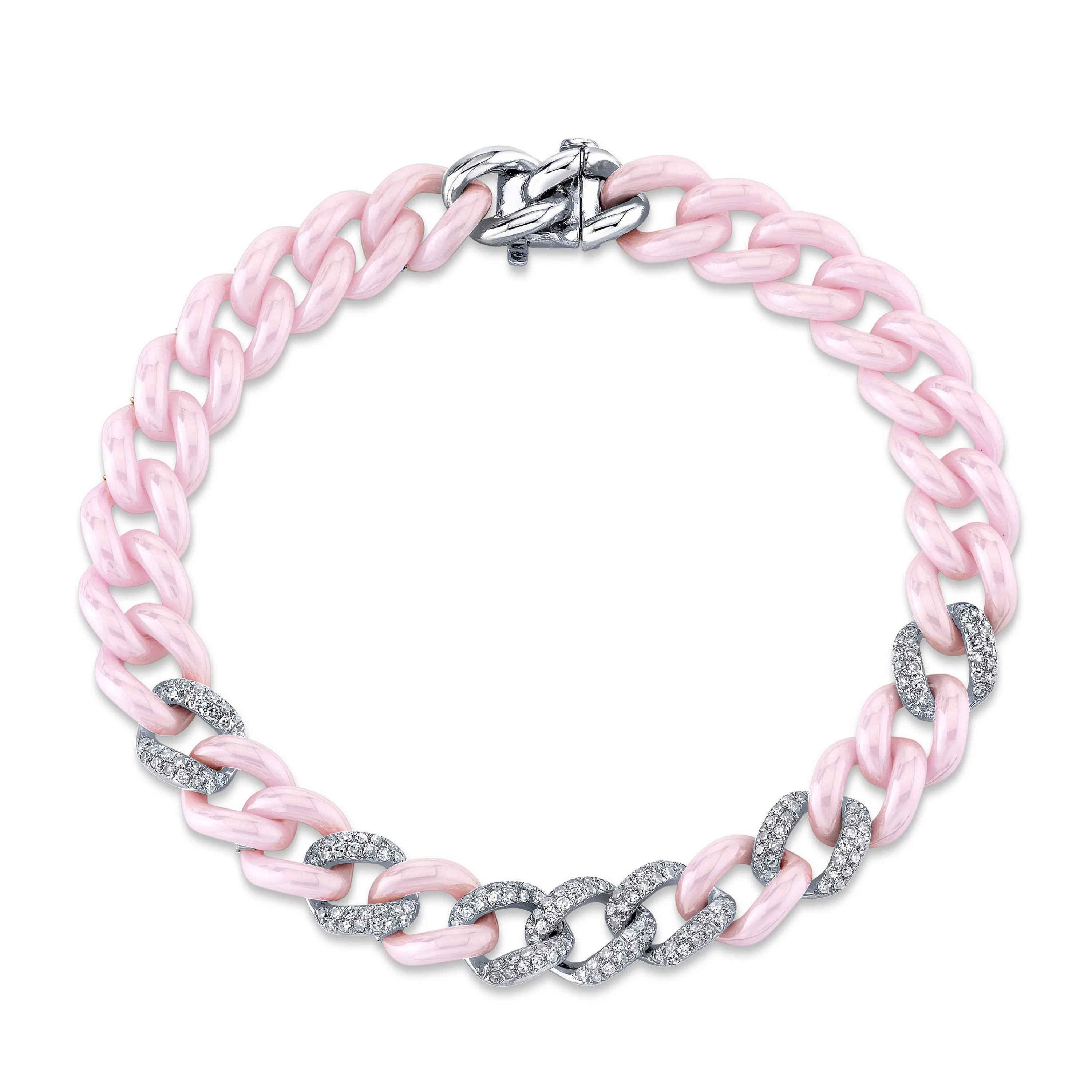 PINK CERAMIC PAVE MEDIUM LINK BRACELET - Image 3
