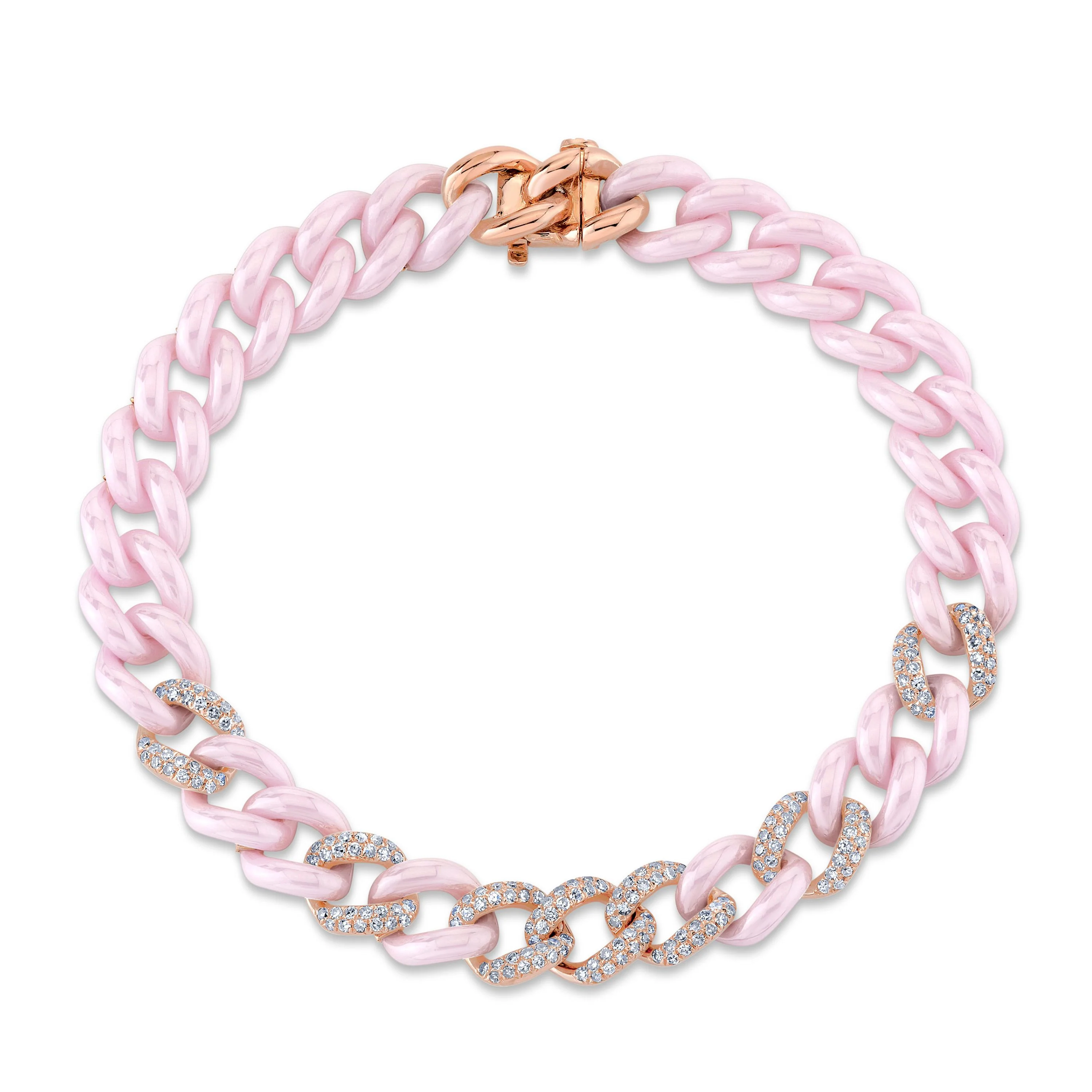 PINK CERAMIC PAVE MEDIUM LINK BRACELET - Image 4
