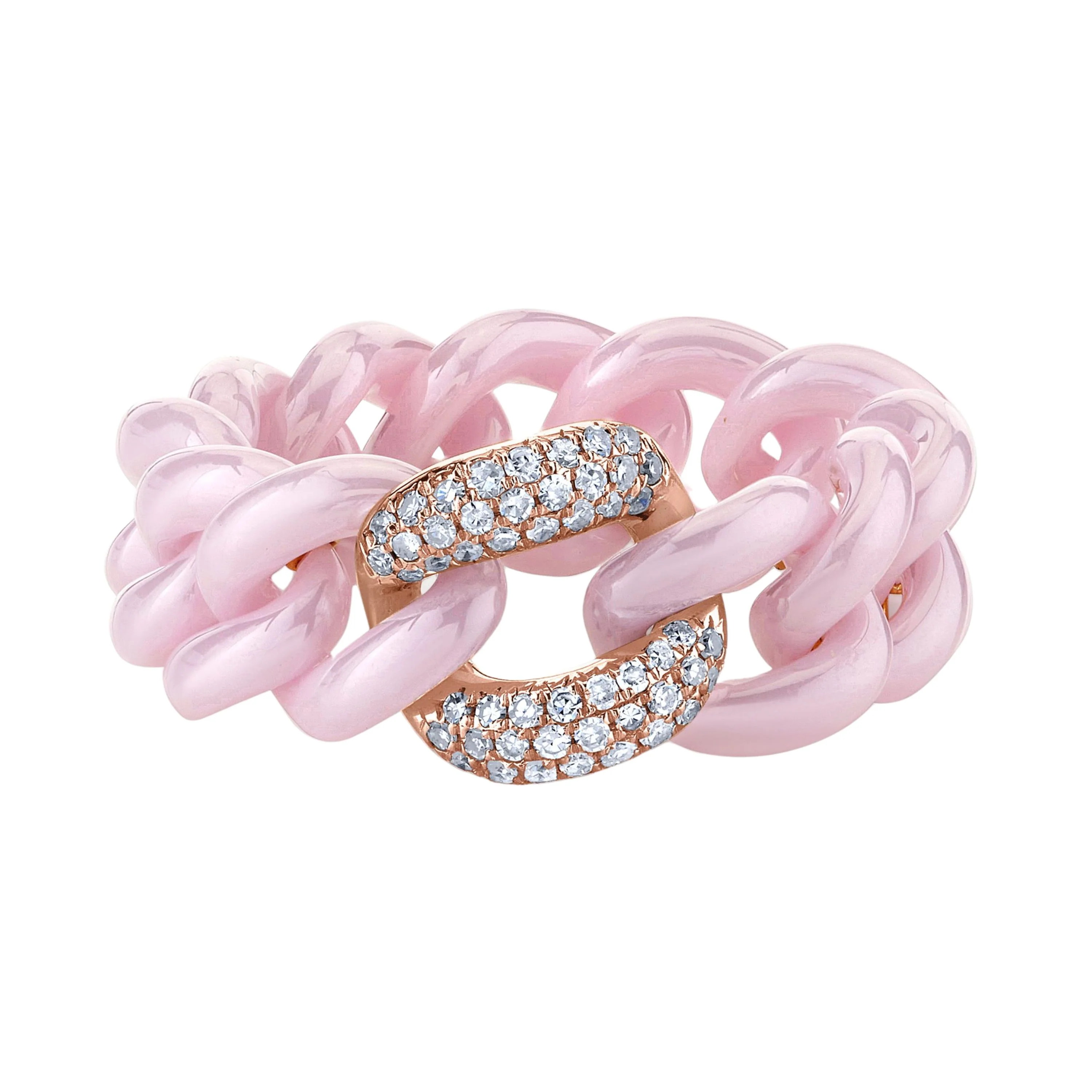 PINK CERAMIC PAVE MEDIUM LINK RING