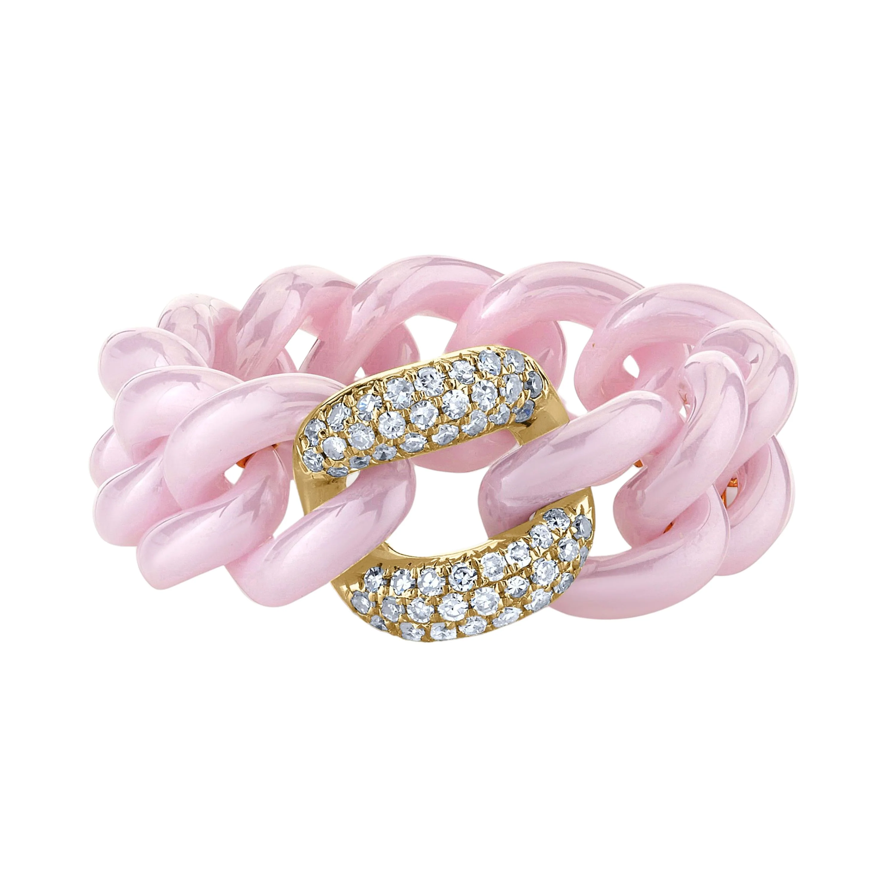 PINK CERAMIC PAVE MEDIUM LINK RING - Image 3