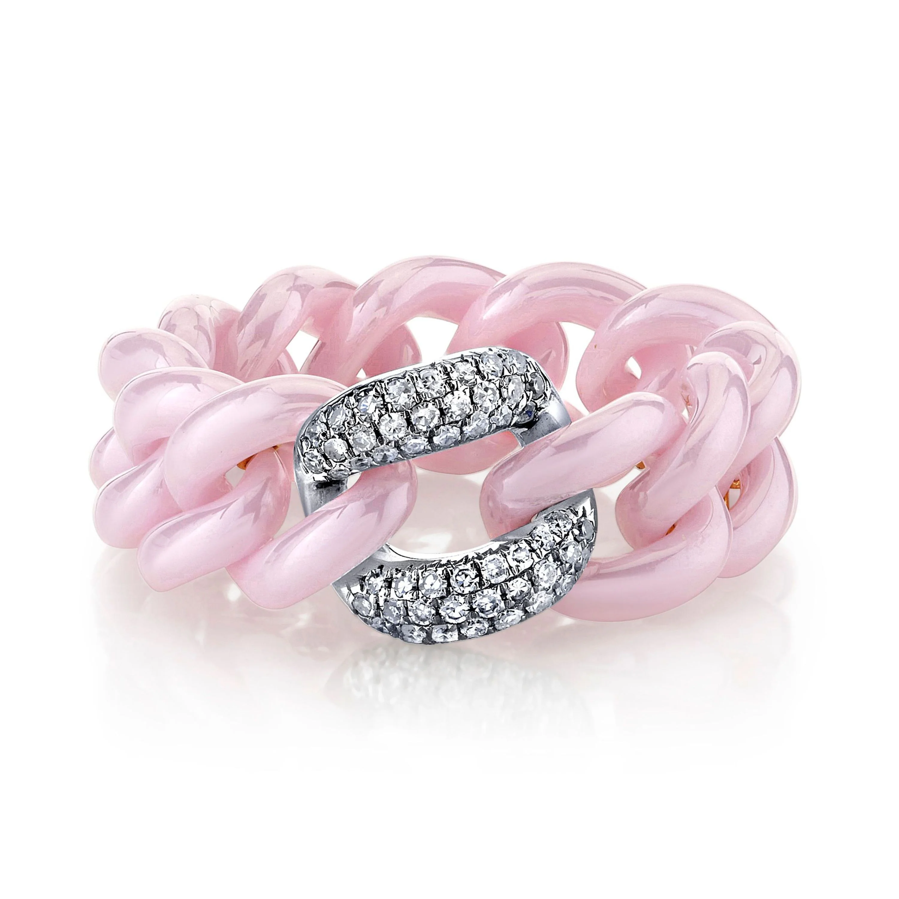 PINK CERAMIC PAVE MEDIUM LINK RING - Image 4